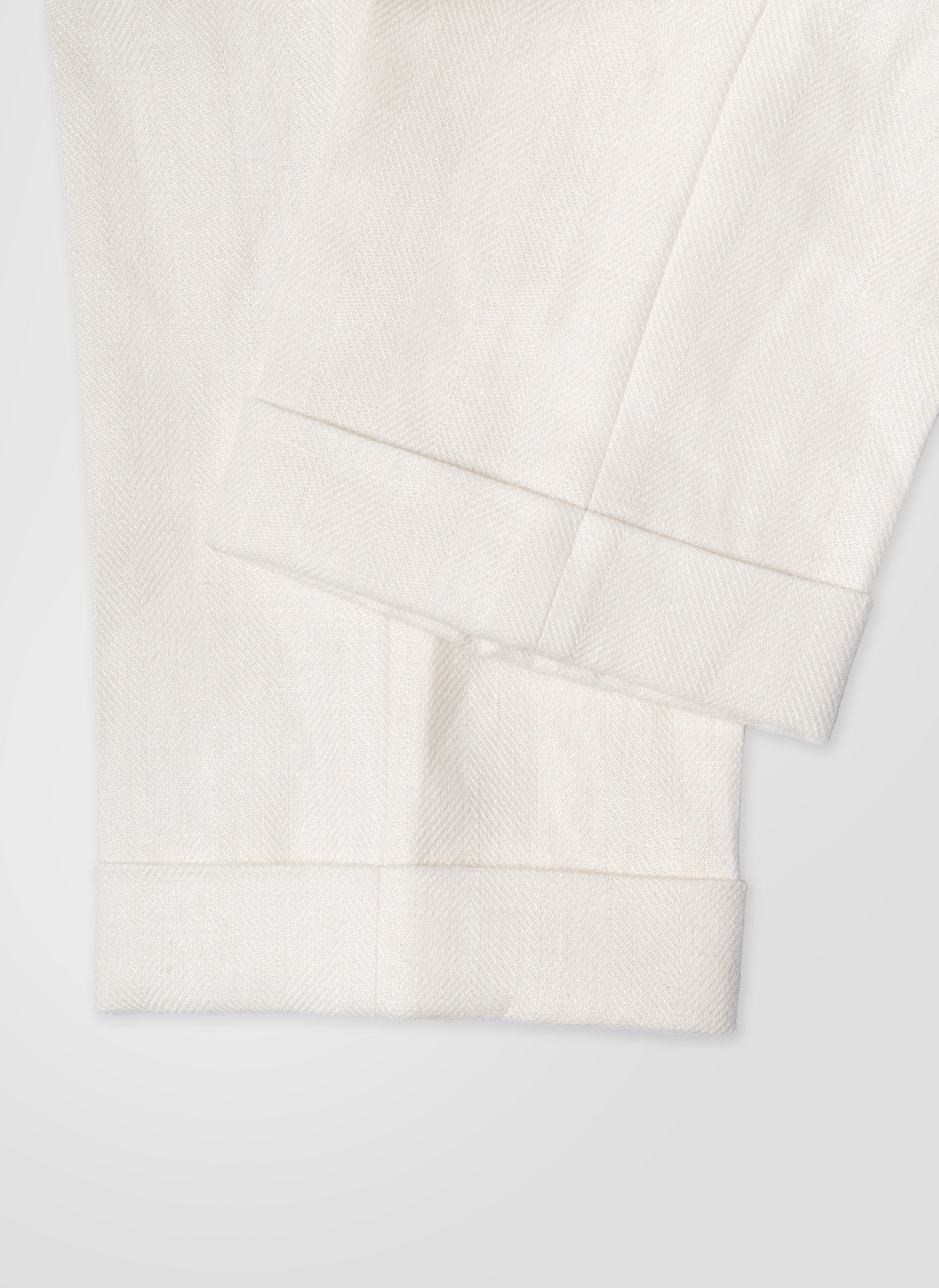 White Herringbone Linen Trousers