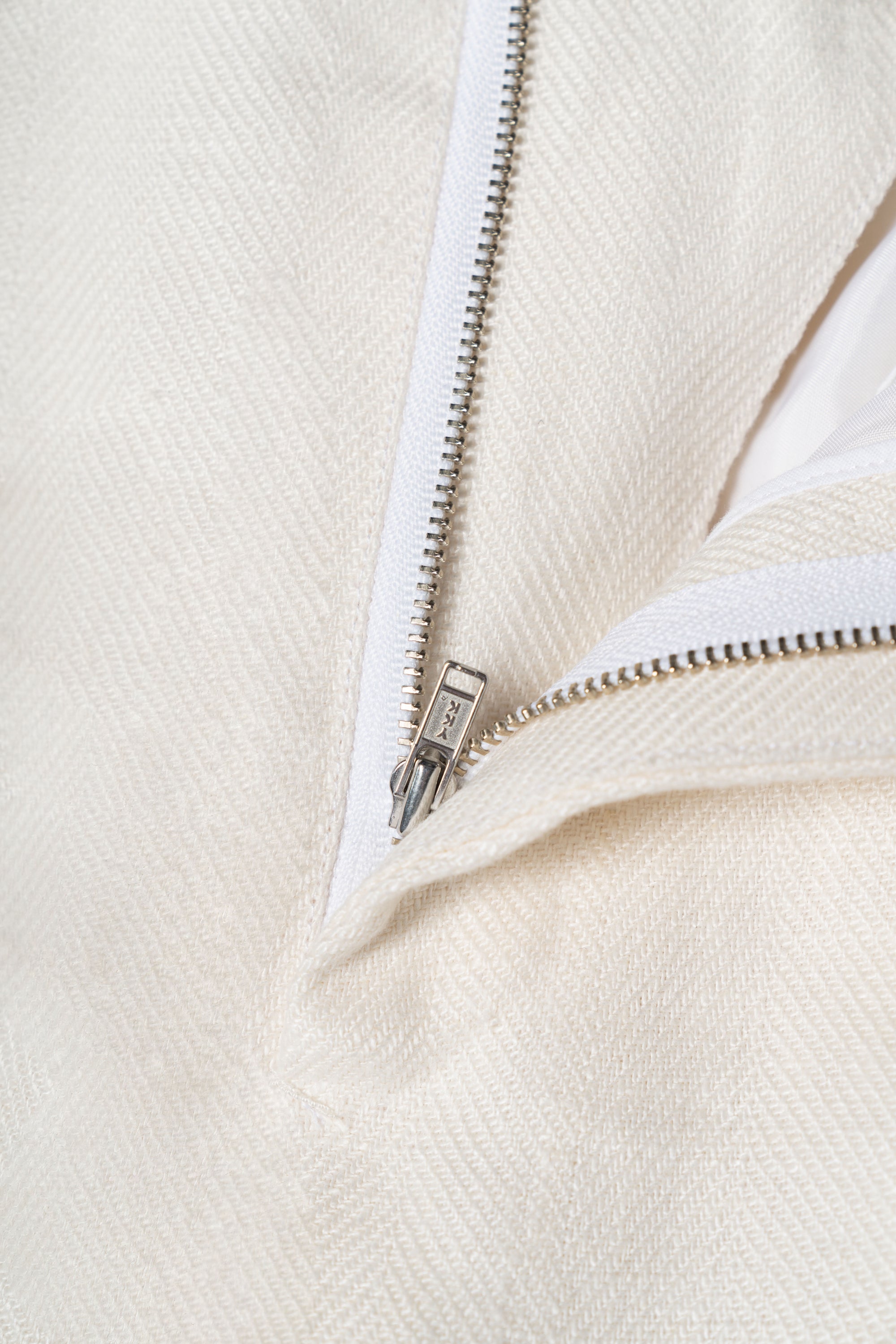 White Herringbone Linen Trousers