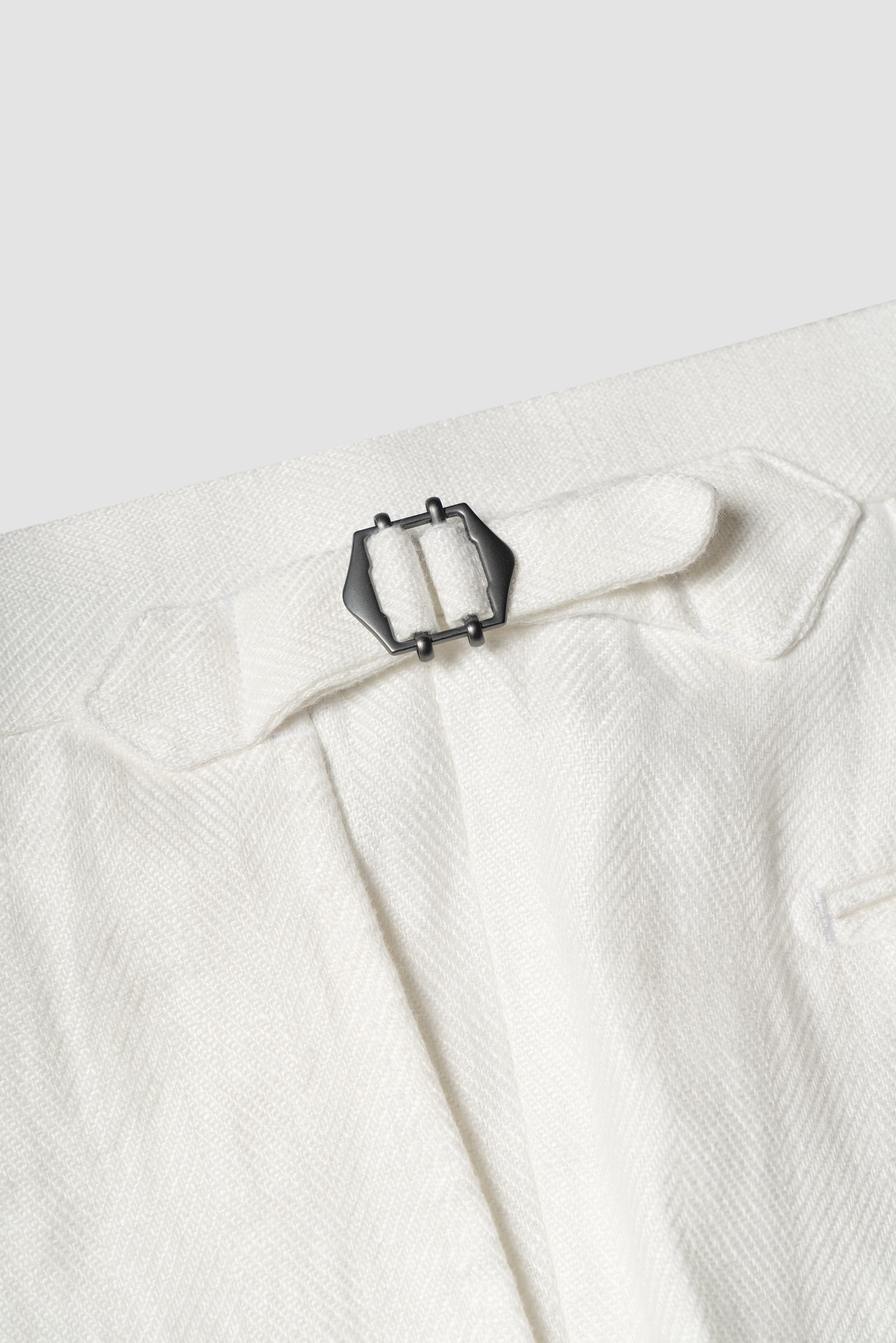 White Herringbone Linen Trousers