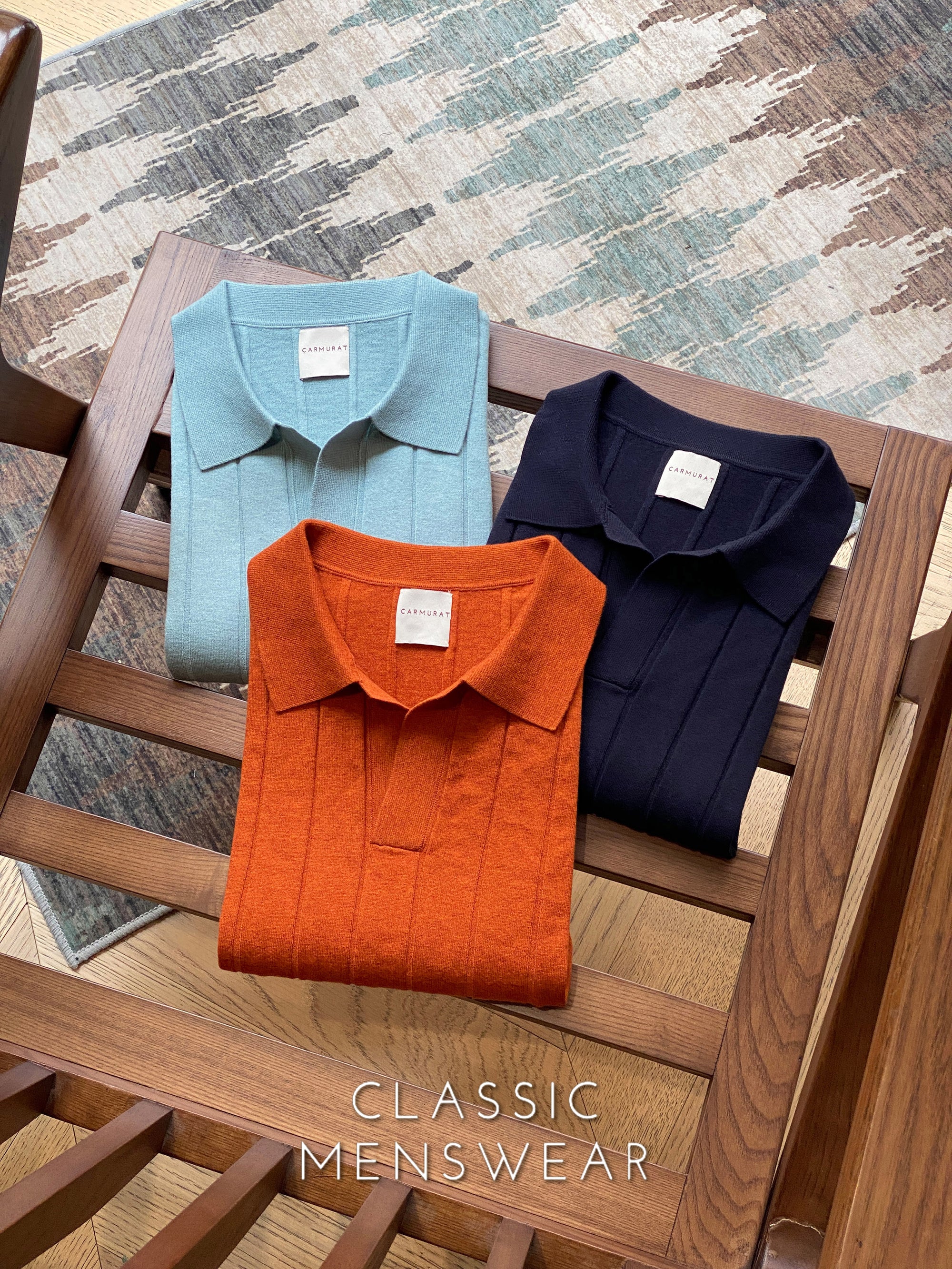 Emerald / Navy / Coral Cotton Blending Knitted Polo