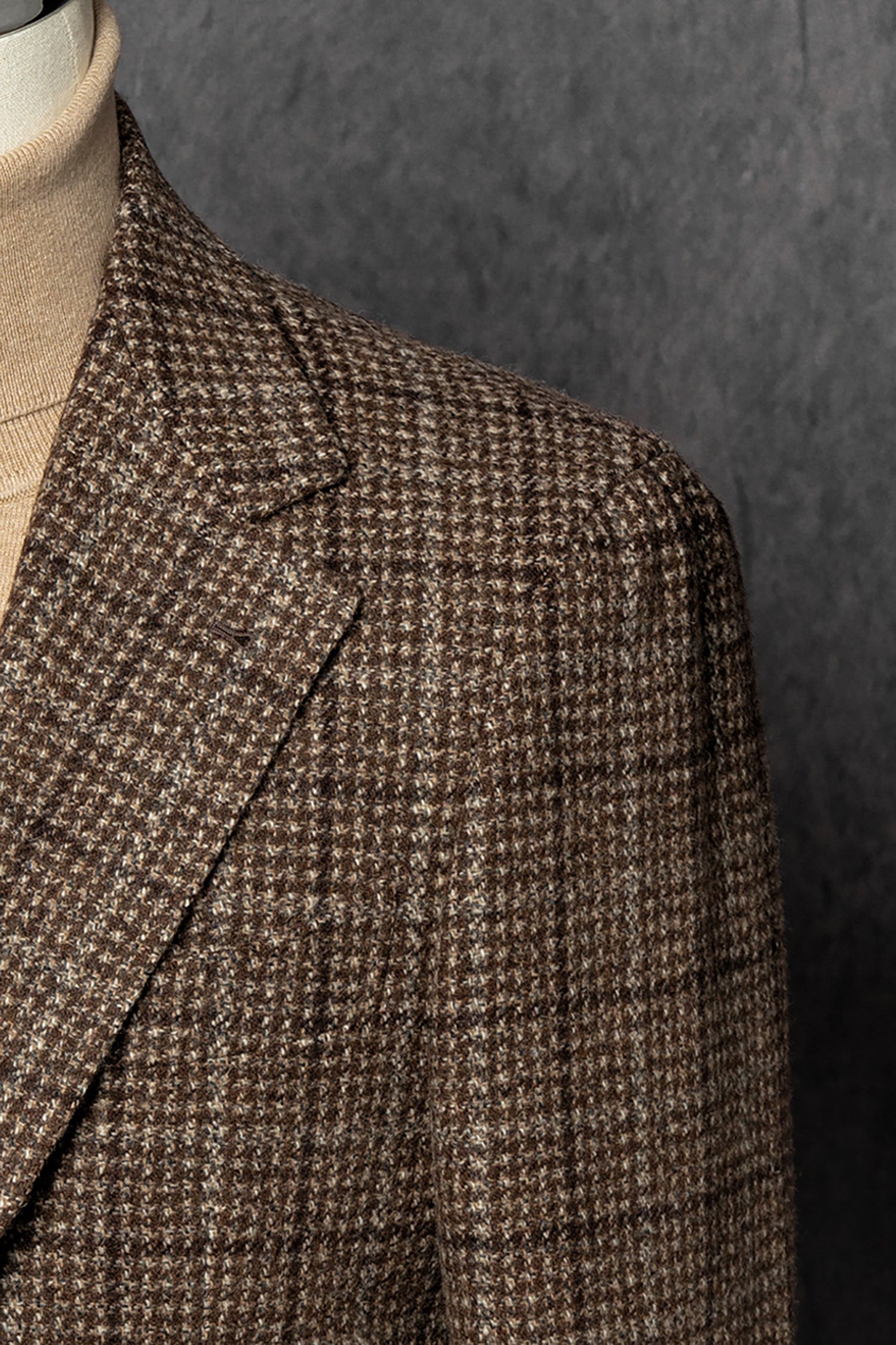 Light Brown Melange Windowpane Tweed Jacket #4