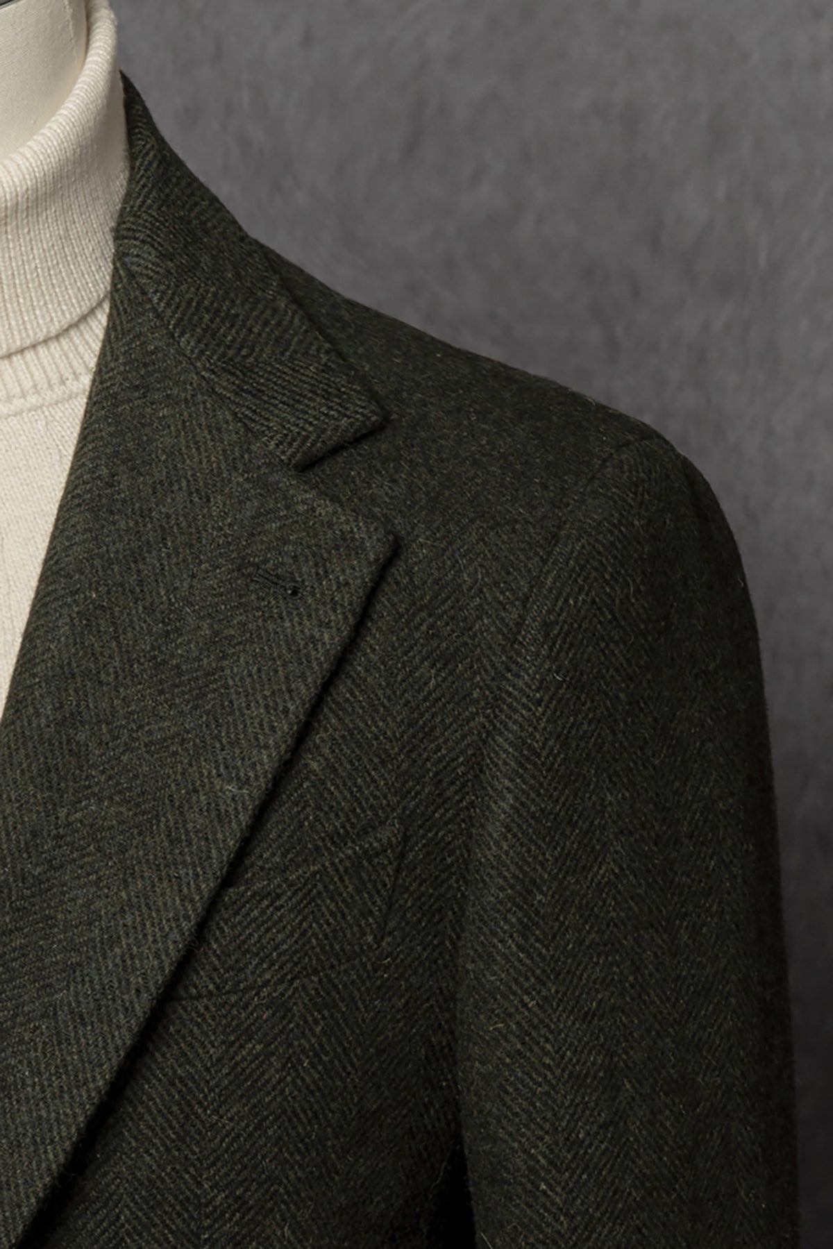 Dark Green Herringbone Tweed Jacket #3