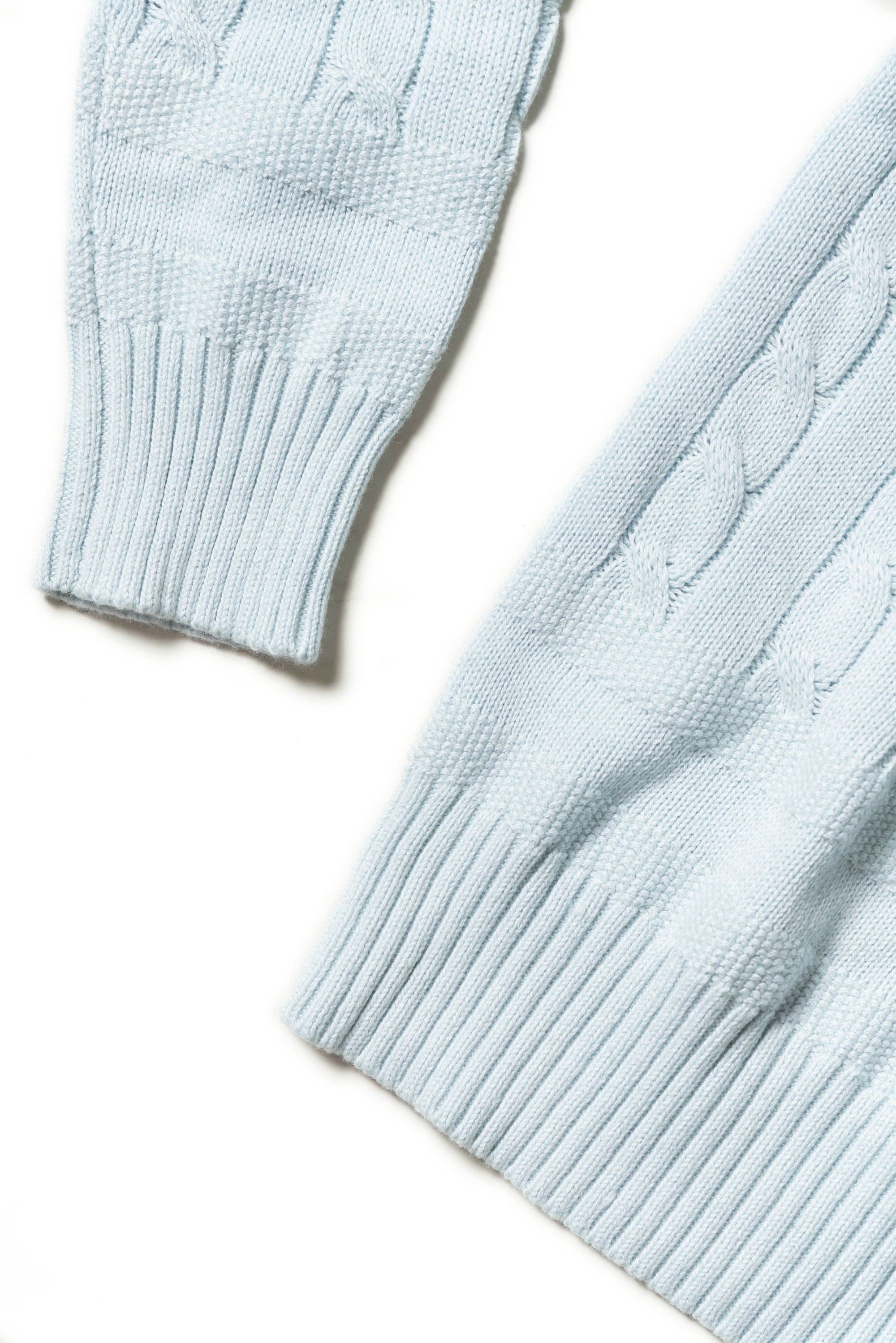Ice Blue Crew Neck Cable Knit Jumper