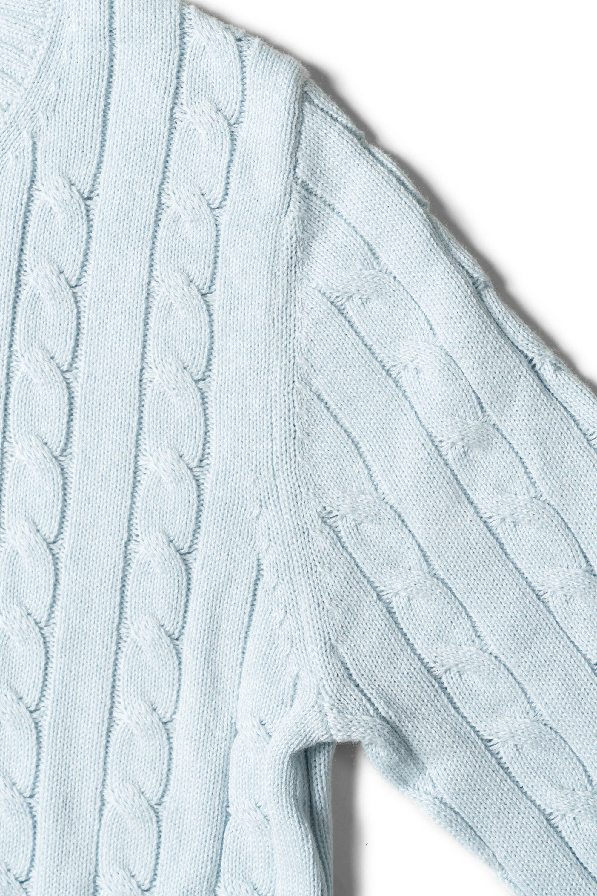 Ice Blue Crew Neck Cable Knit Jumper