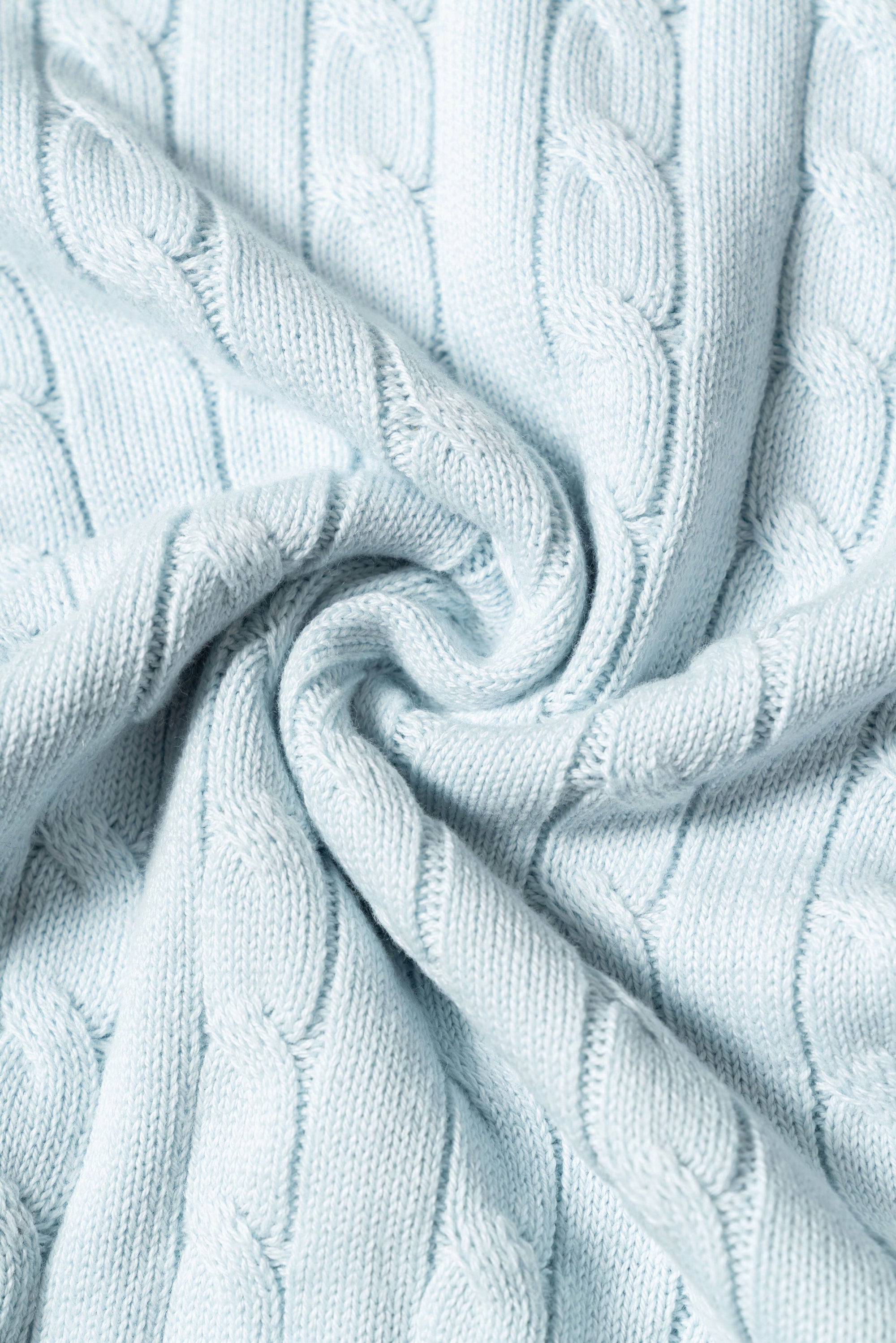 Ice Blue Crew Neck Cable Knit Jumper