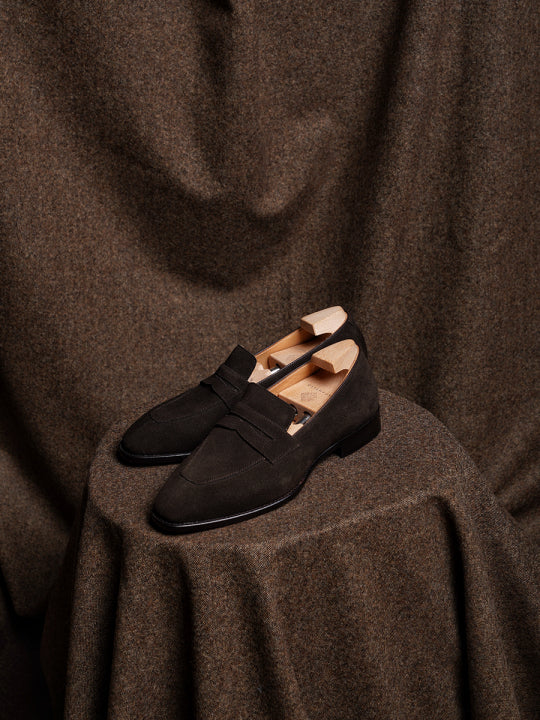 Adamello “Torino” Dark Brown Suede Penny Loafer