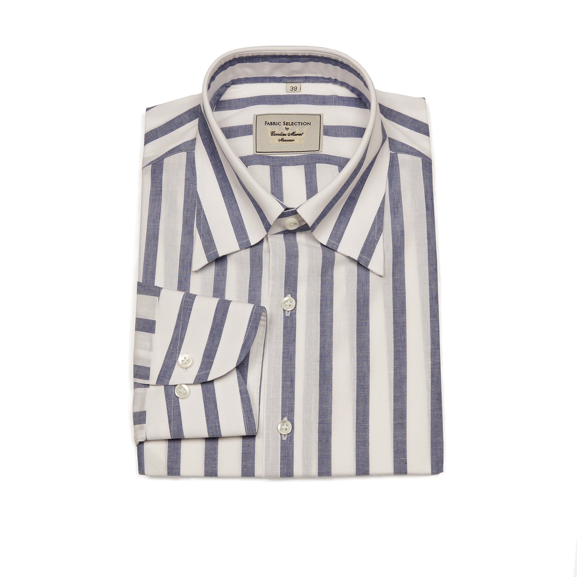 MTO Navy Wide Stripe Blending Shirt