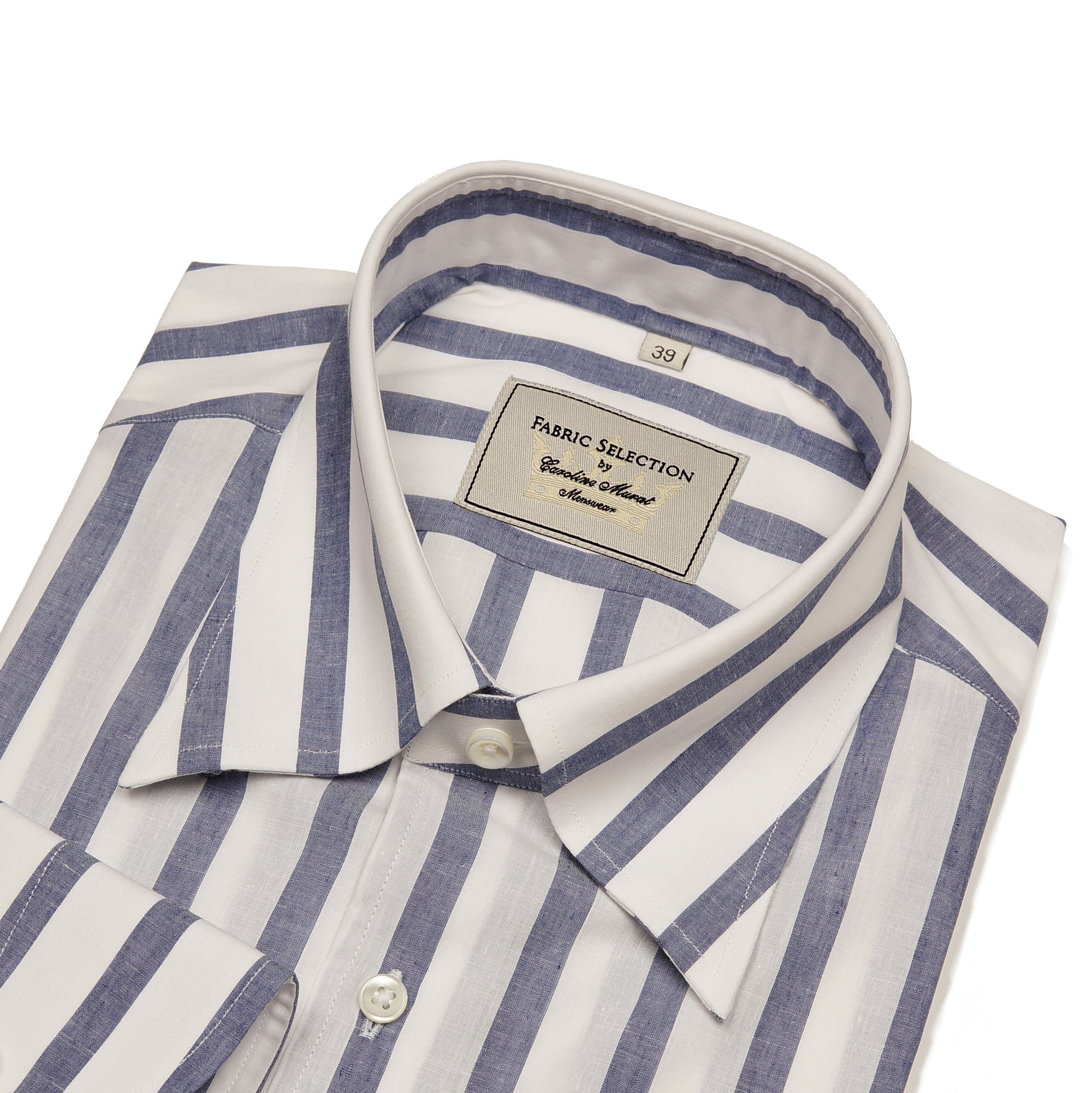 MTO Navy Wide Stripe Blending Shirt