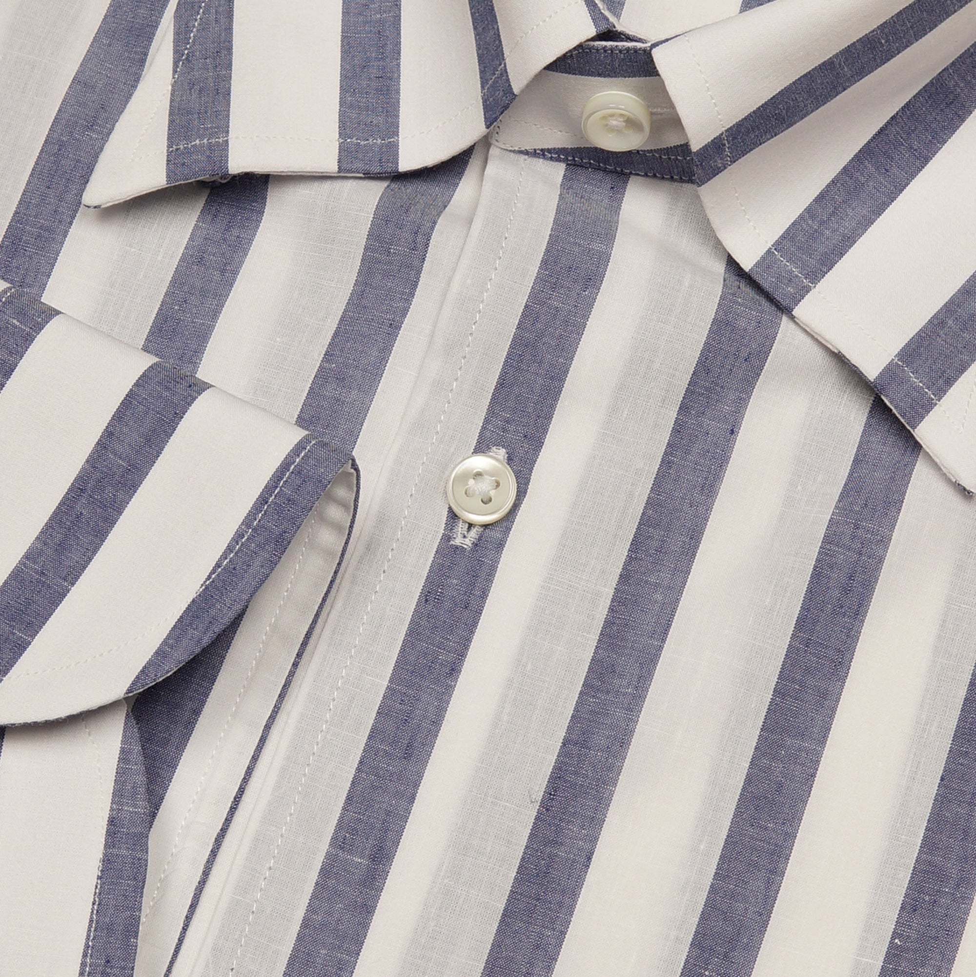 MTO Navy Wide Stripe Blending Shirt