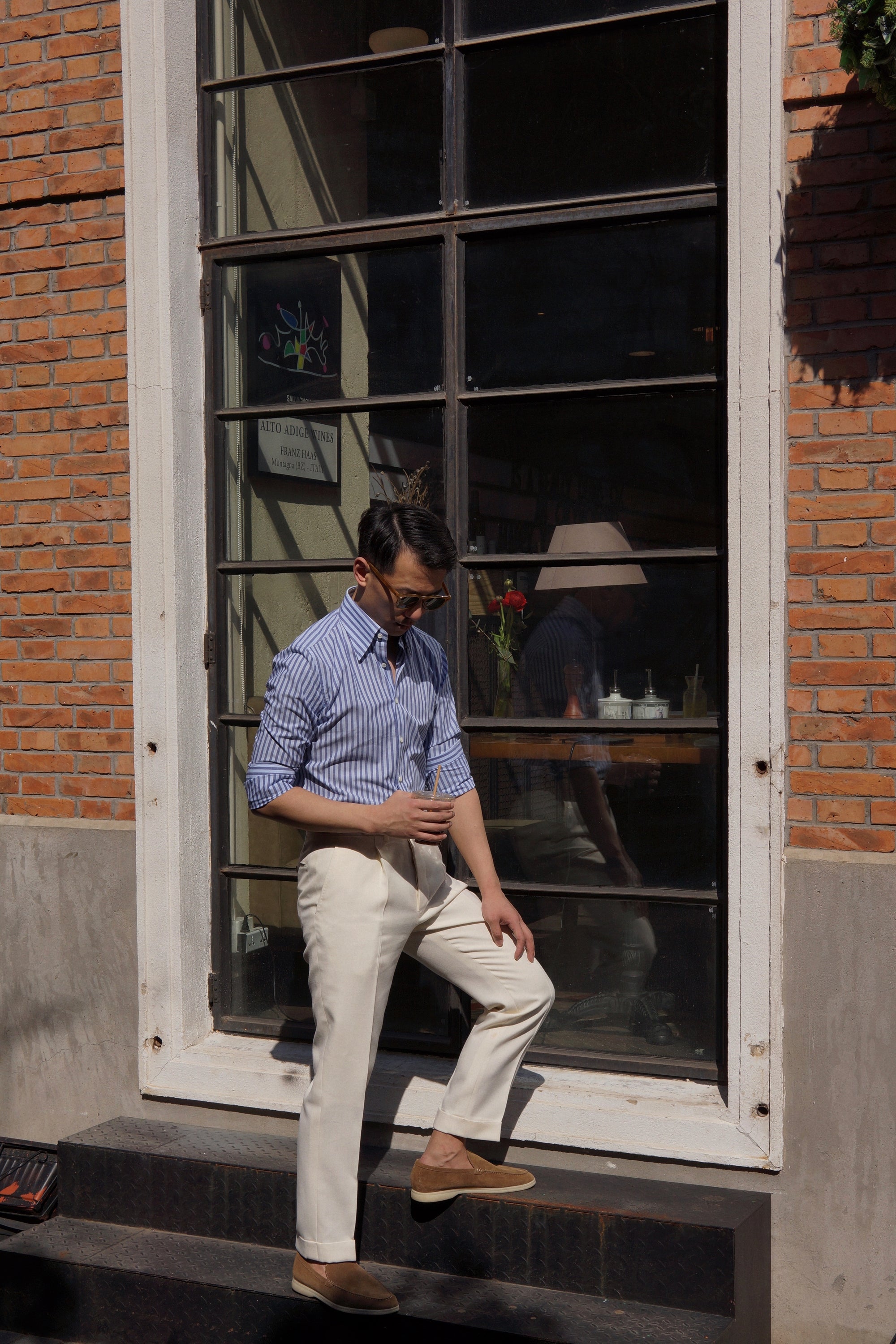 MTO Navy Stripe Blending Shirt