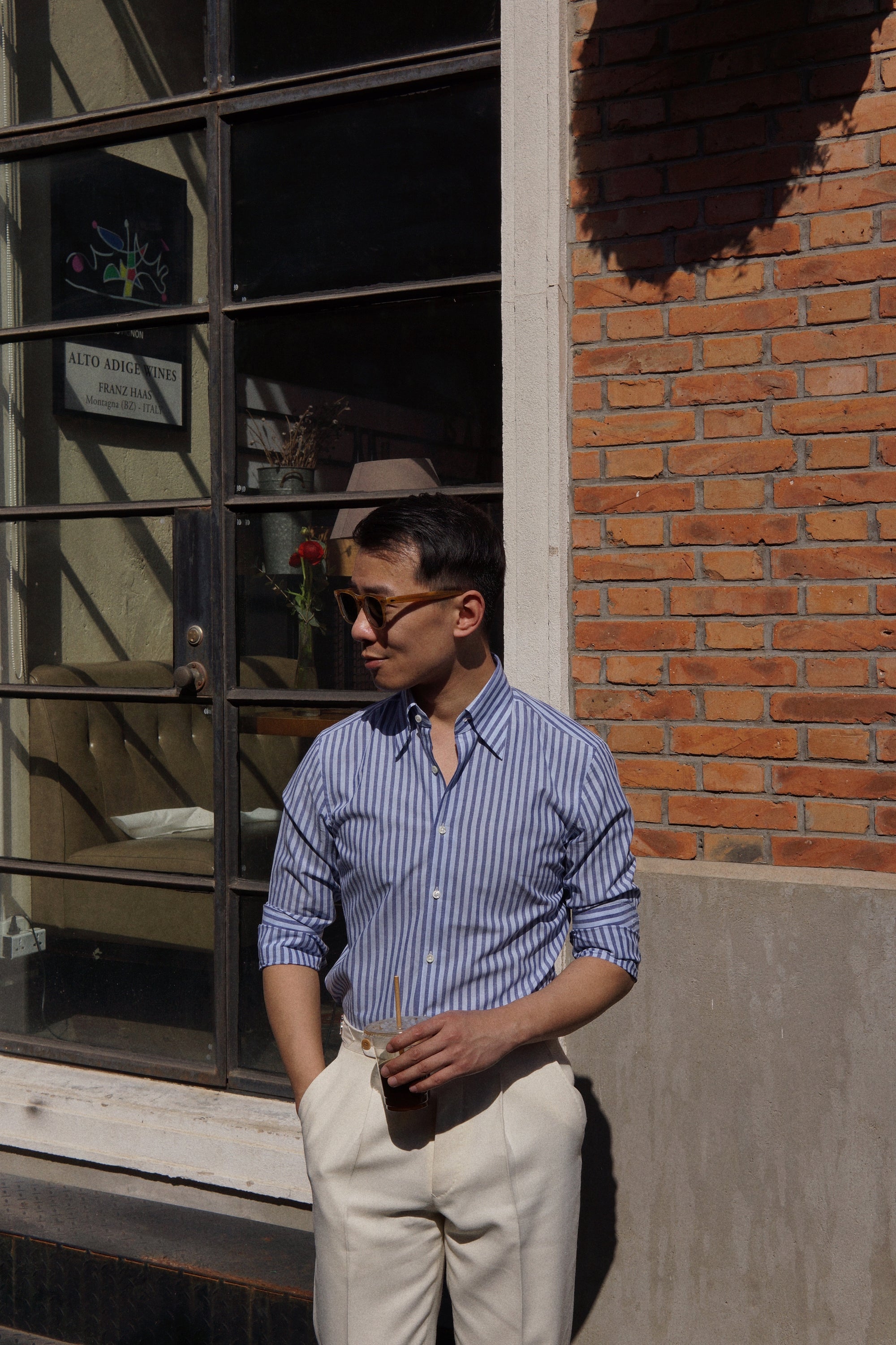 MTO Navy Stripe Blending Shirt