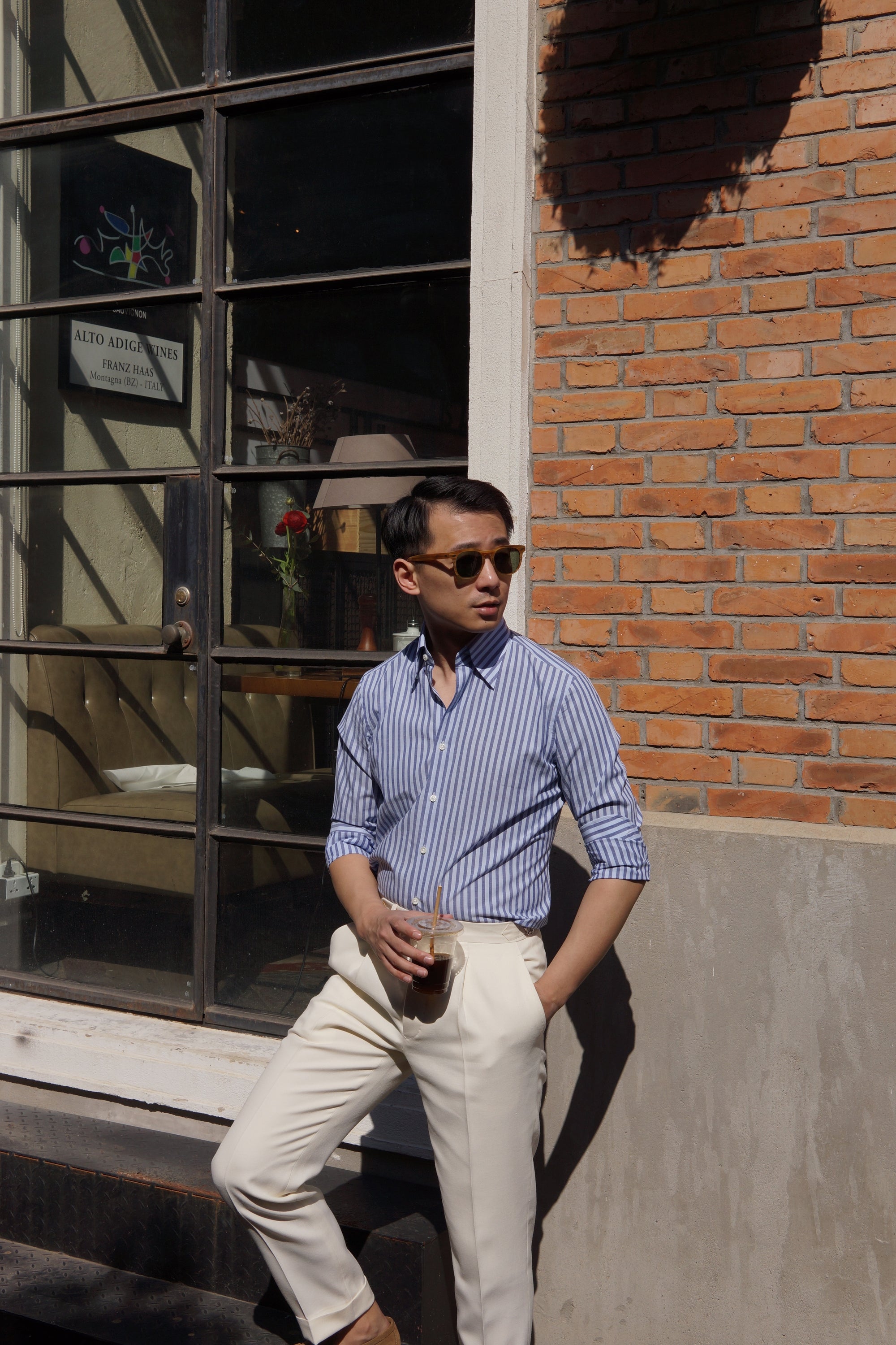 MTO Navy Stripe Blending Shirt