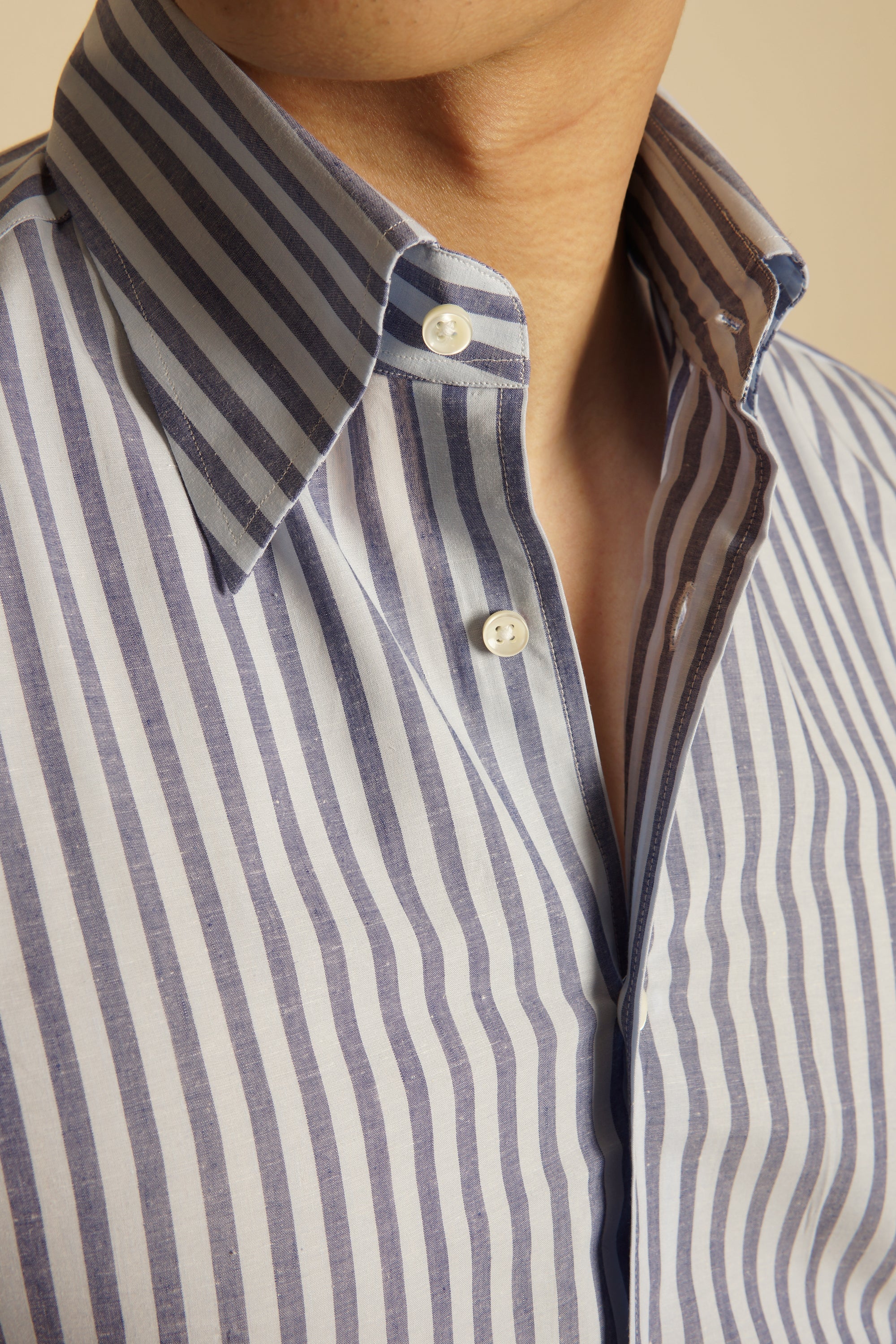 MTO Navy Stripe Blending Shirt