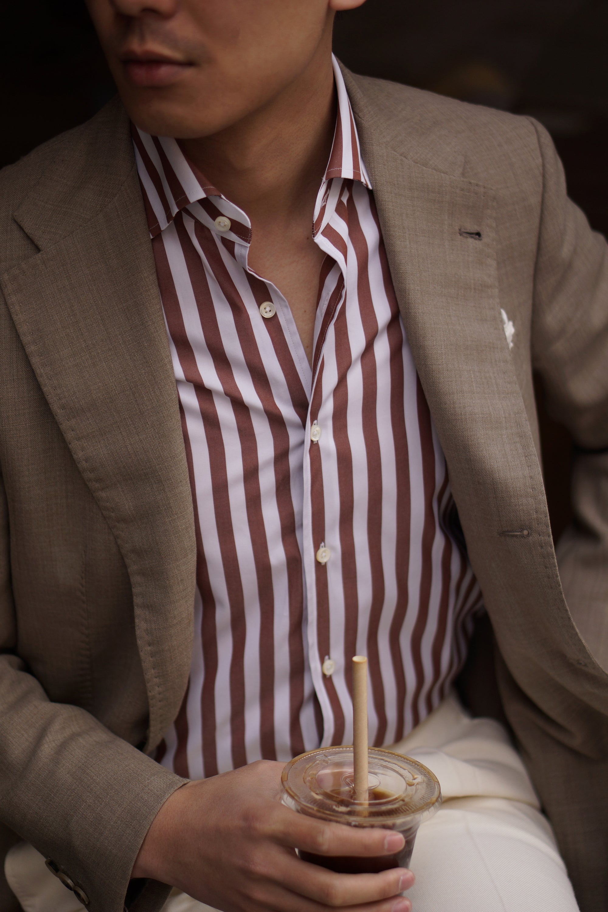 Brown Stripe Cotton Shirt