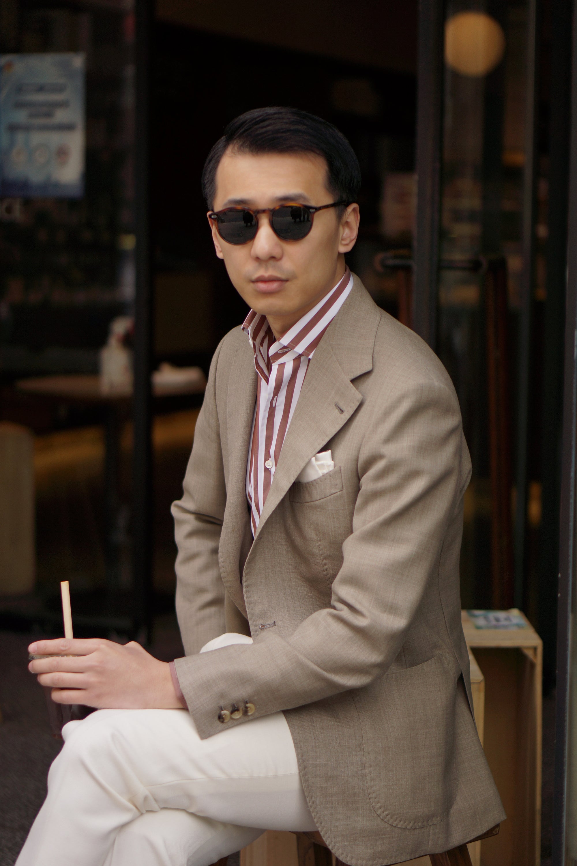 Brown Stripe Cotton Shirt