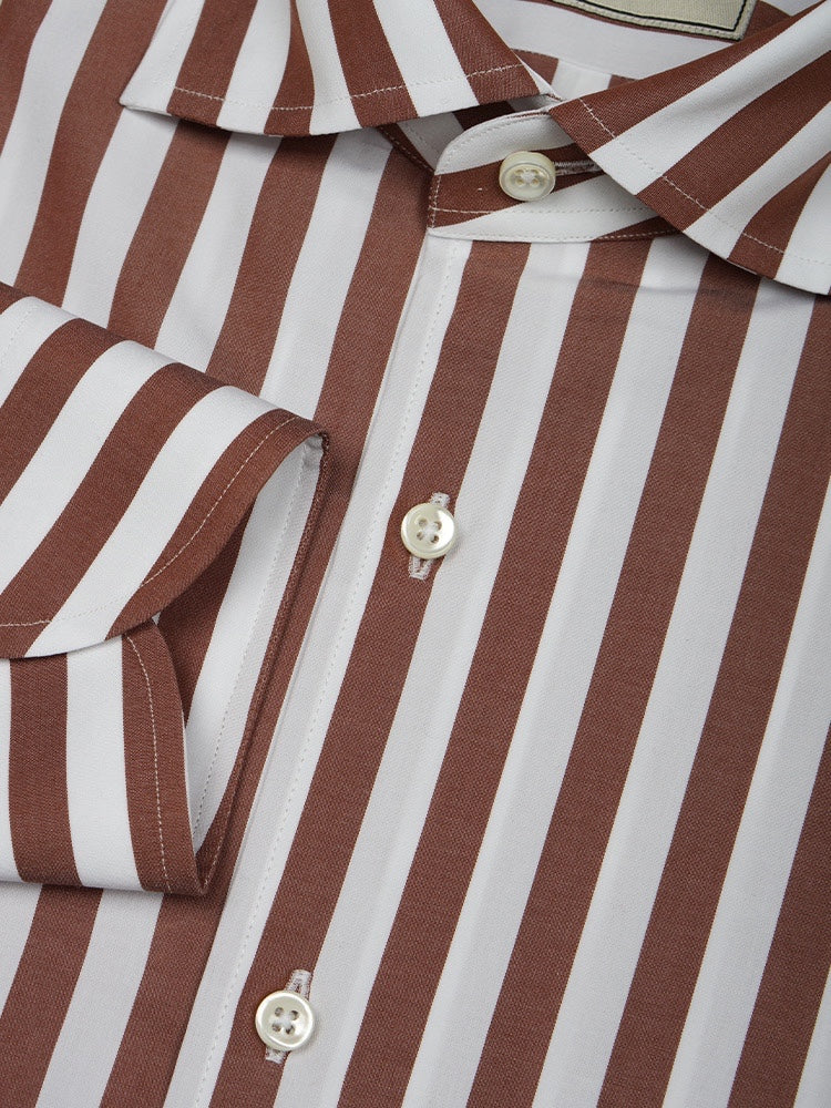 Brown Stripe Cotton Shirt