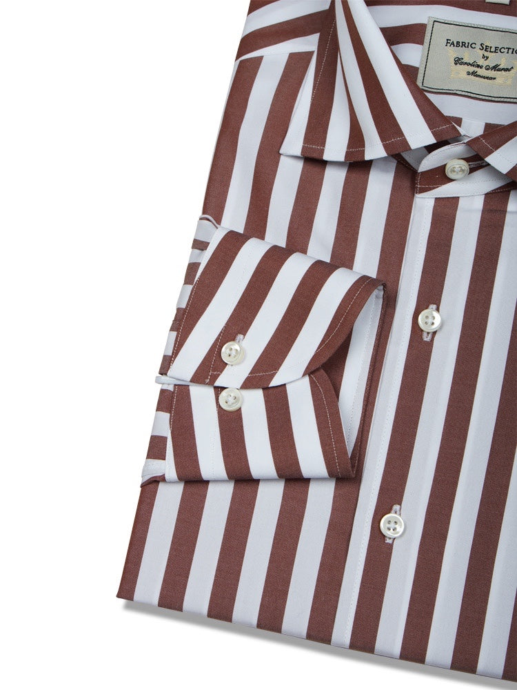 Brown Stripe Cotton Shirt