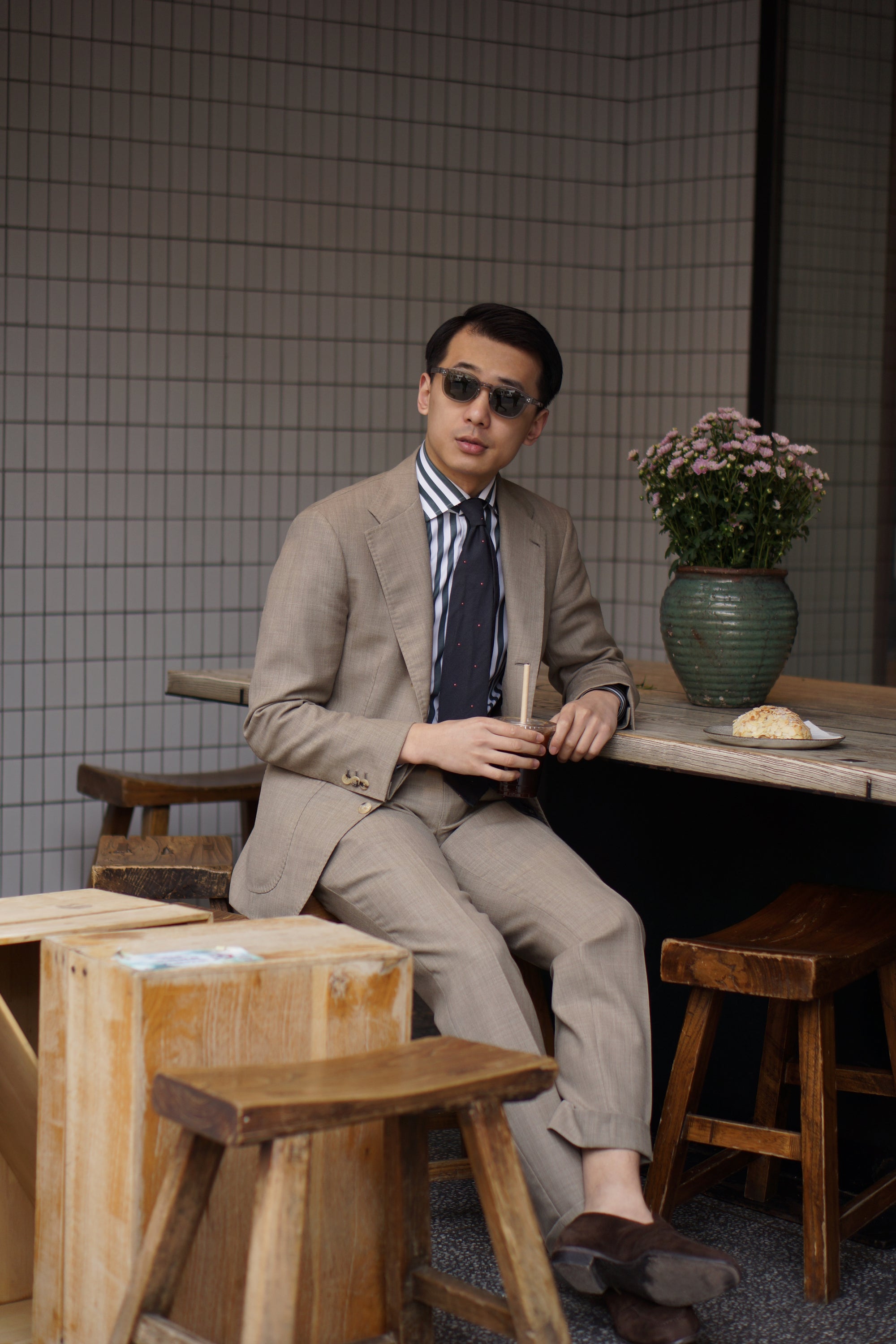 MTO Dark Green Stripe Cotton Shirt