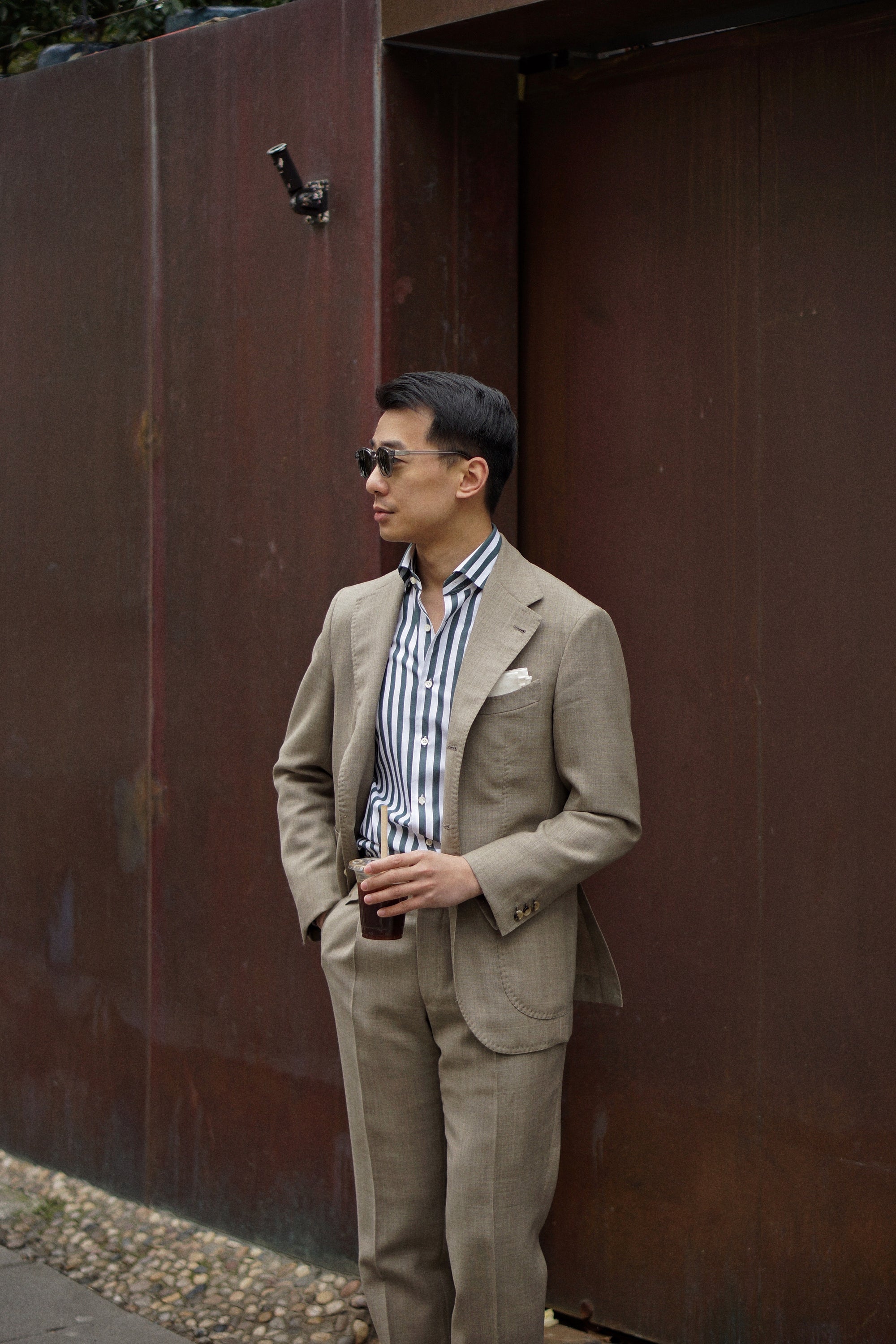 MTO Dark Green Stripe Cotton Shirt