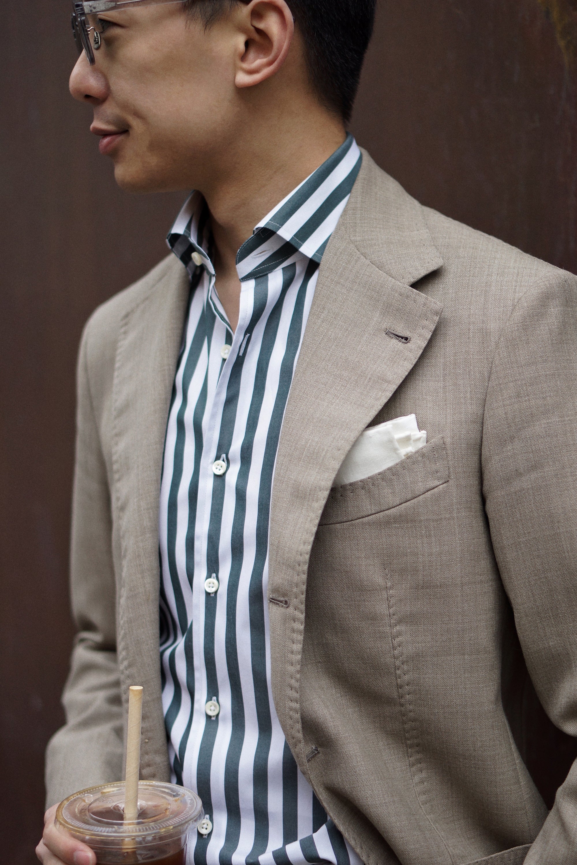 MTO Dark Green Stripe Cotton Shirt