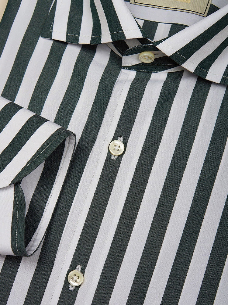 MTO Dark Green Stripe Cotton Shirt