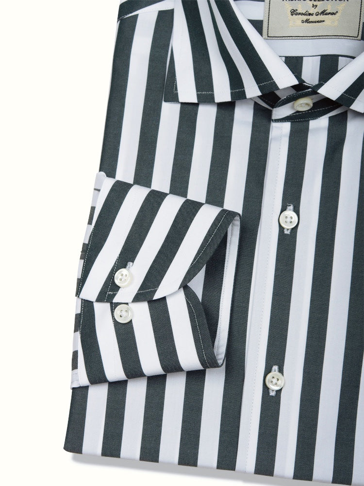 MTO Dark Green Stripe Cotton Shirt