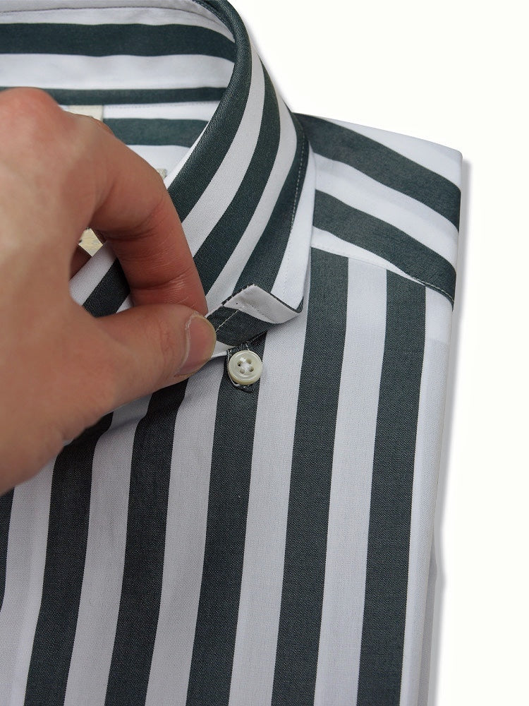 MTO Dark Green Stripe Cotton Shirt