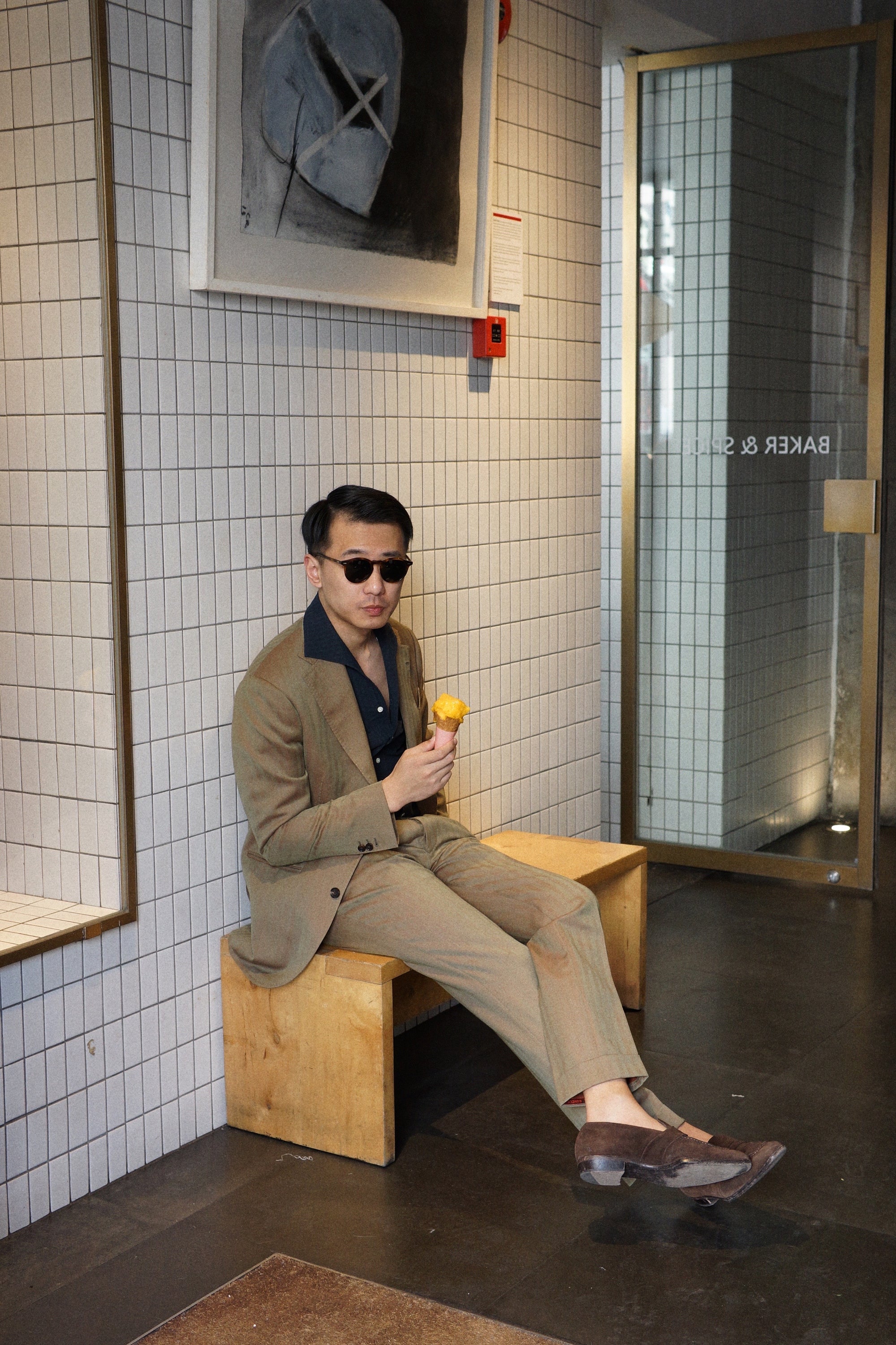 MTO Navy Seersucker One Piece Collar Shirt