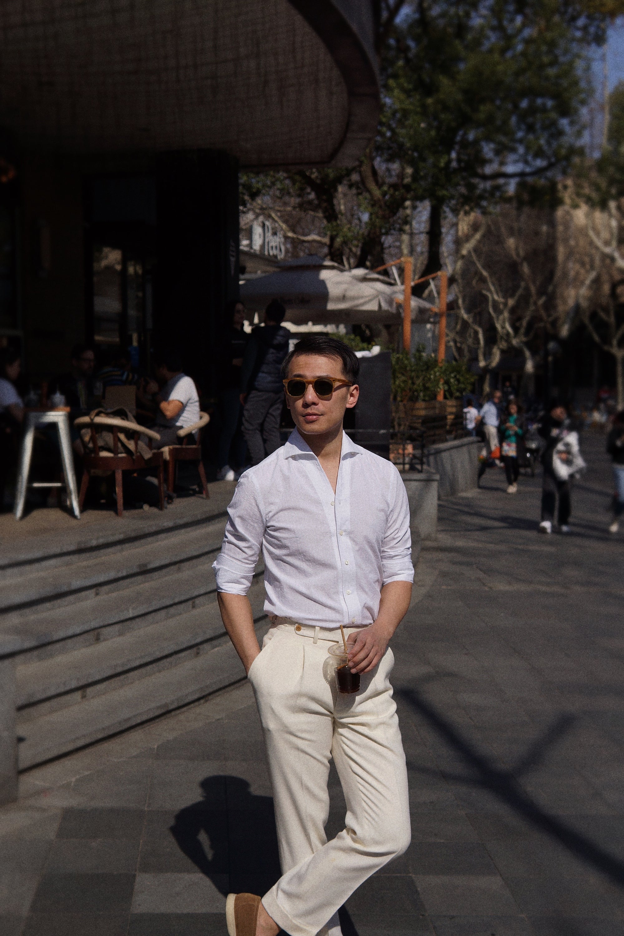 MTO White Seersucker One Piece Collar Shirt
