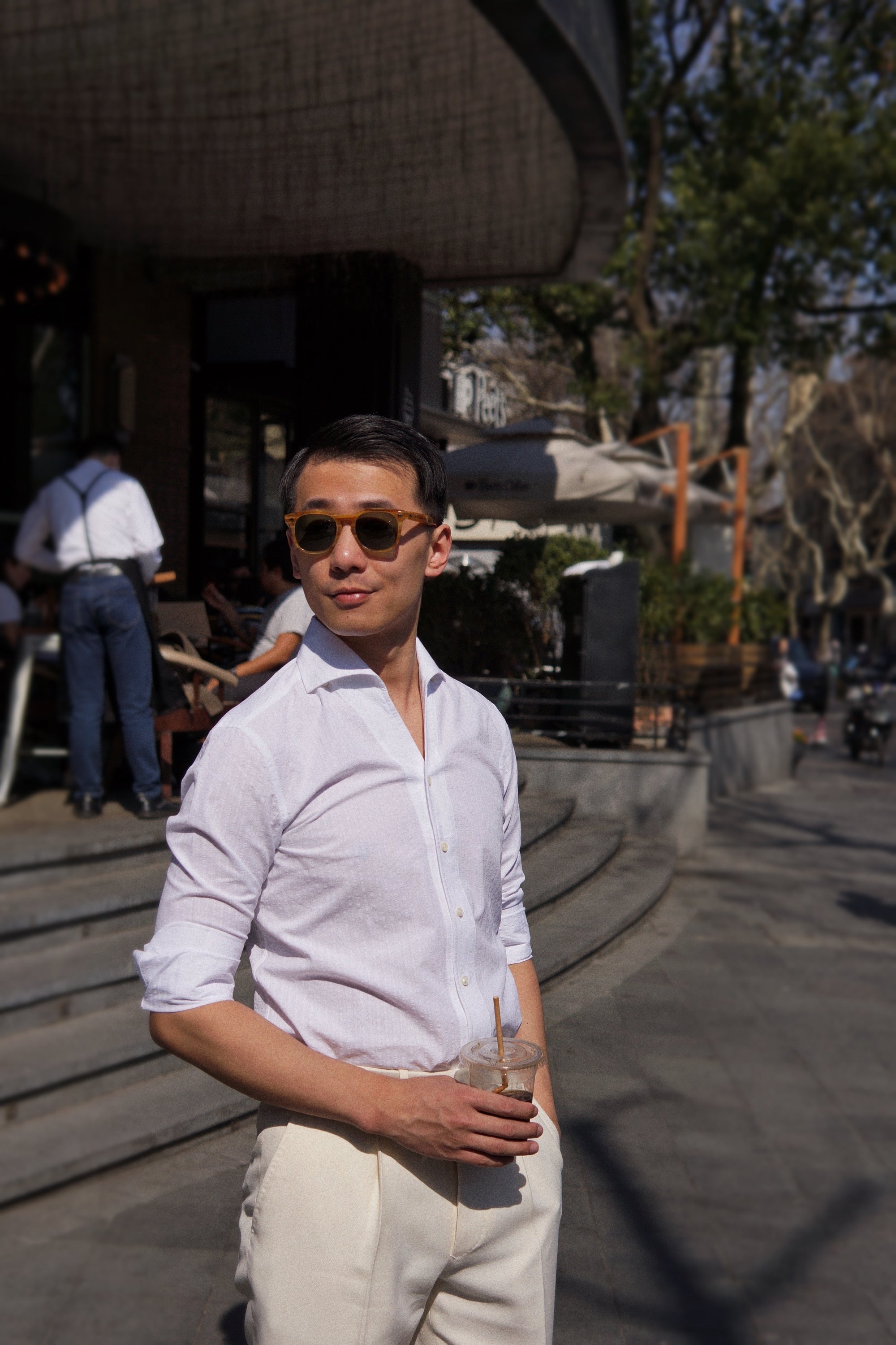 MTO White Seersucker One Piece Collar Shirt