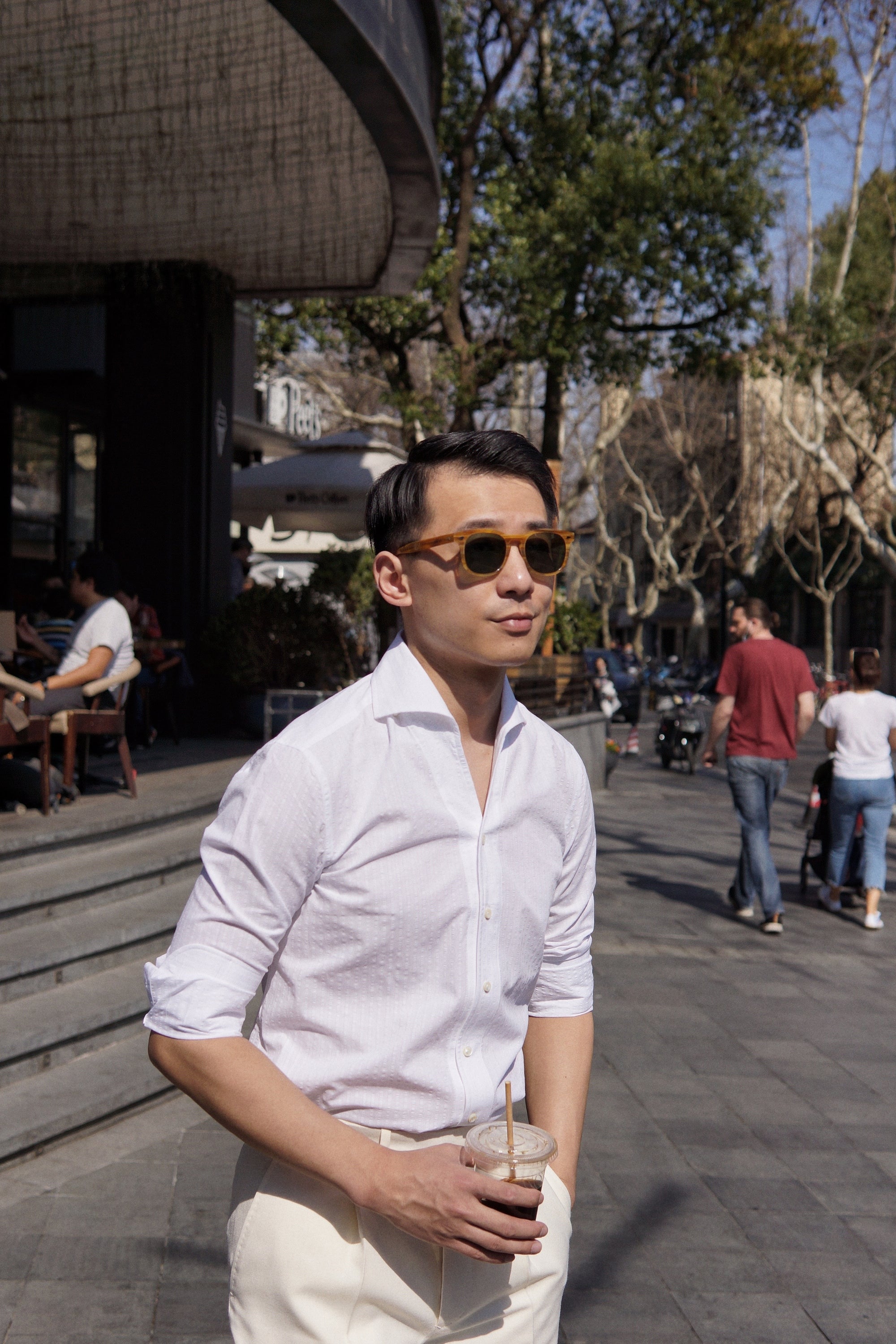 MTO White Seersucker One Piece Collar Shirt