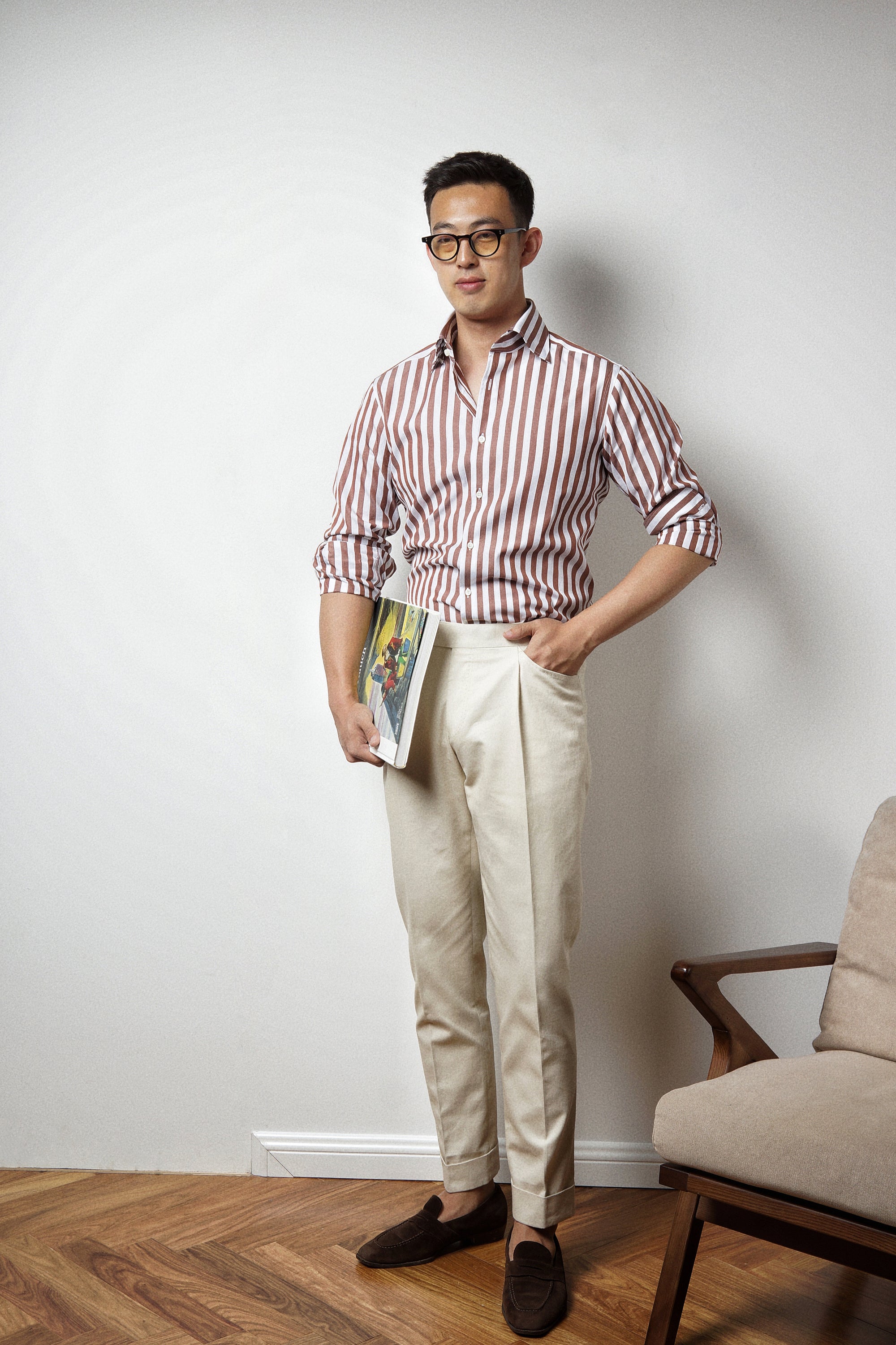 Brown Stripe Cotton Shirt