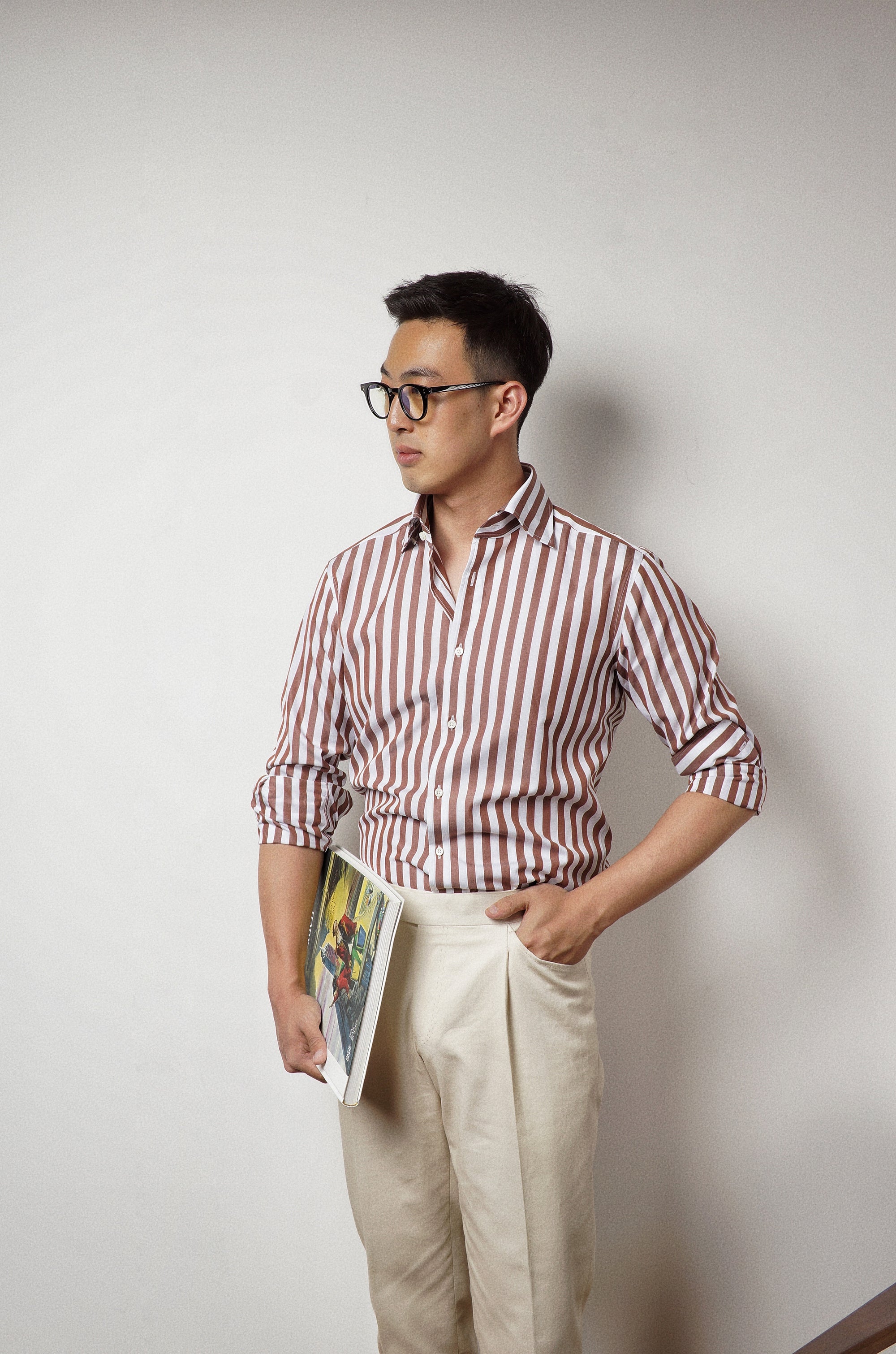 Brown Stripe Cotton Shirt