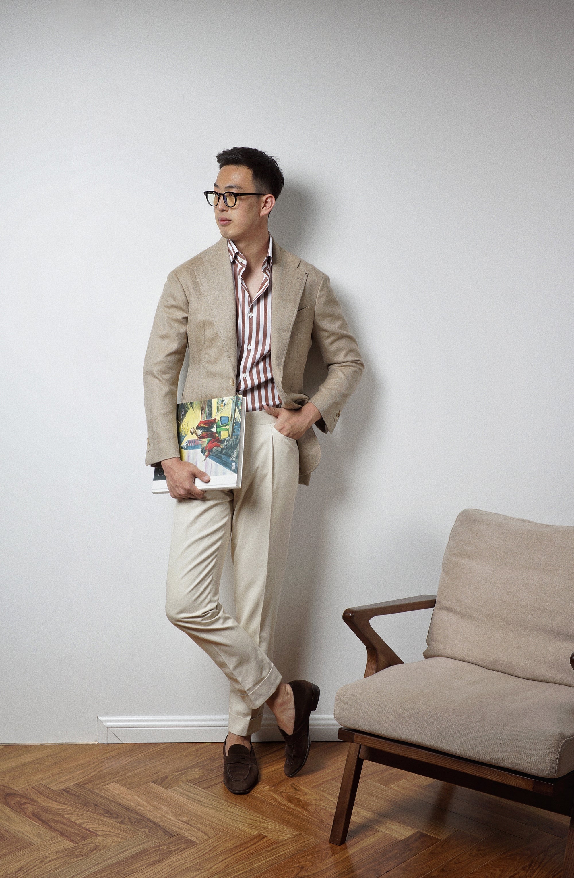 Brown Stripe Cotton Shirt