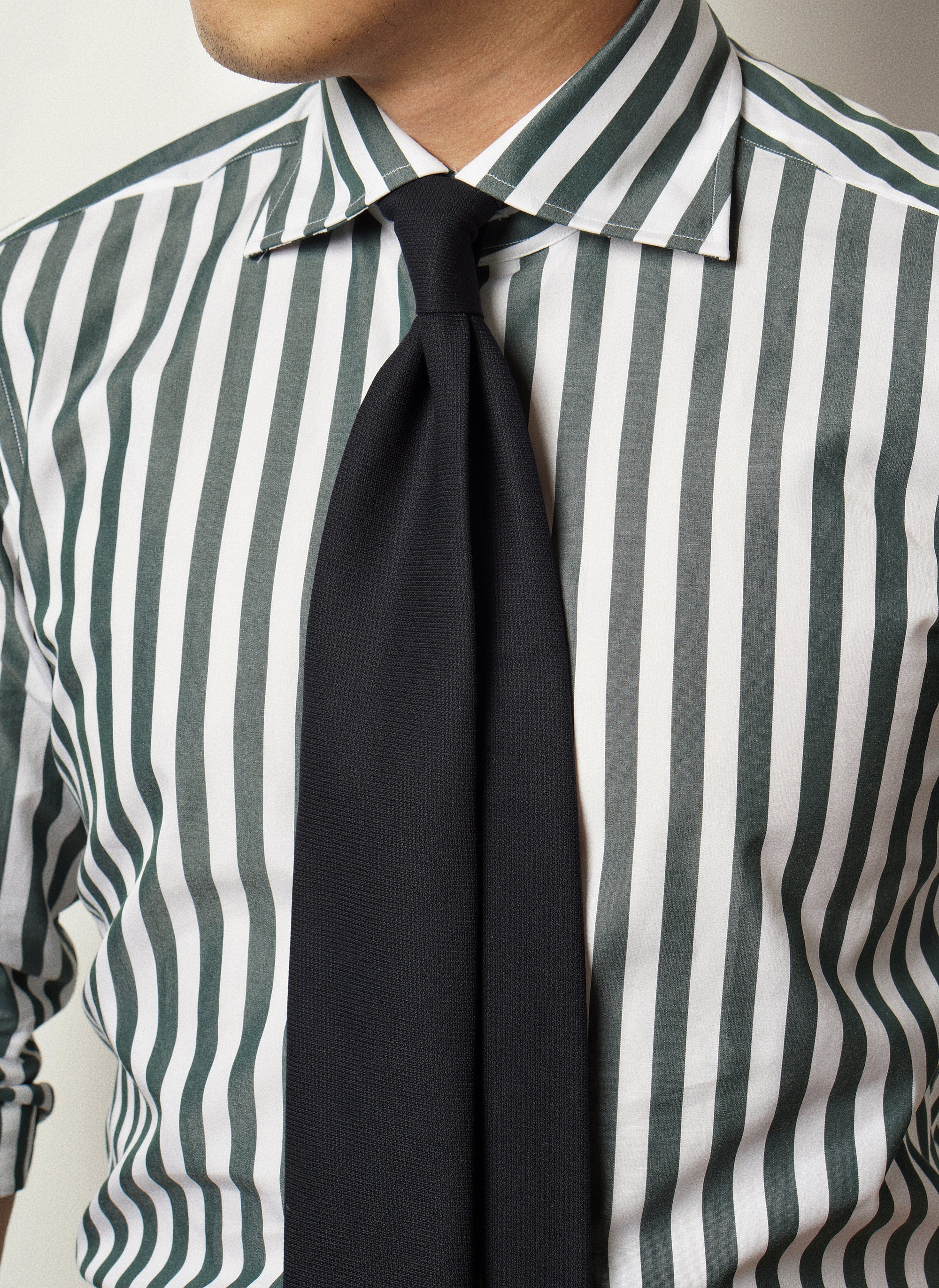 MTO Dark Green Stripe Cotton Shirt