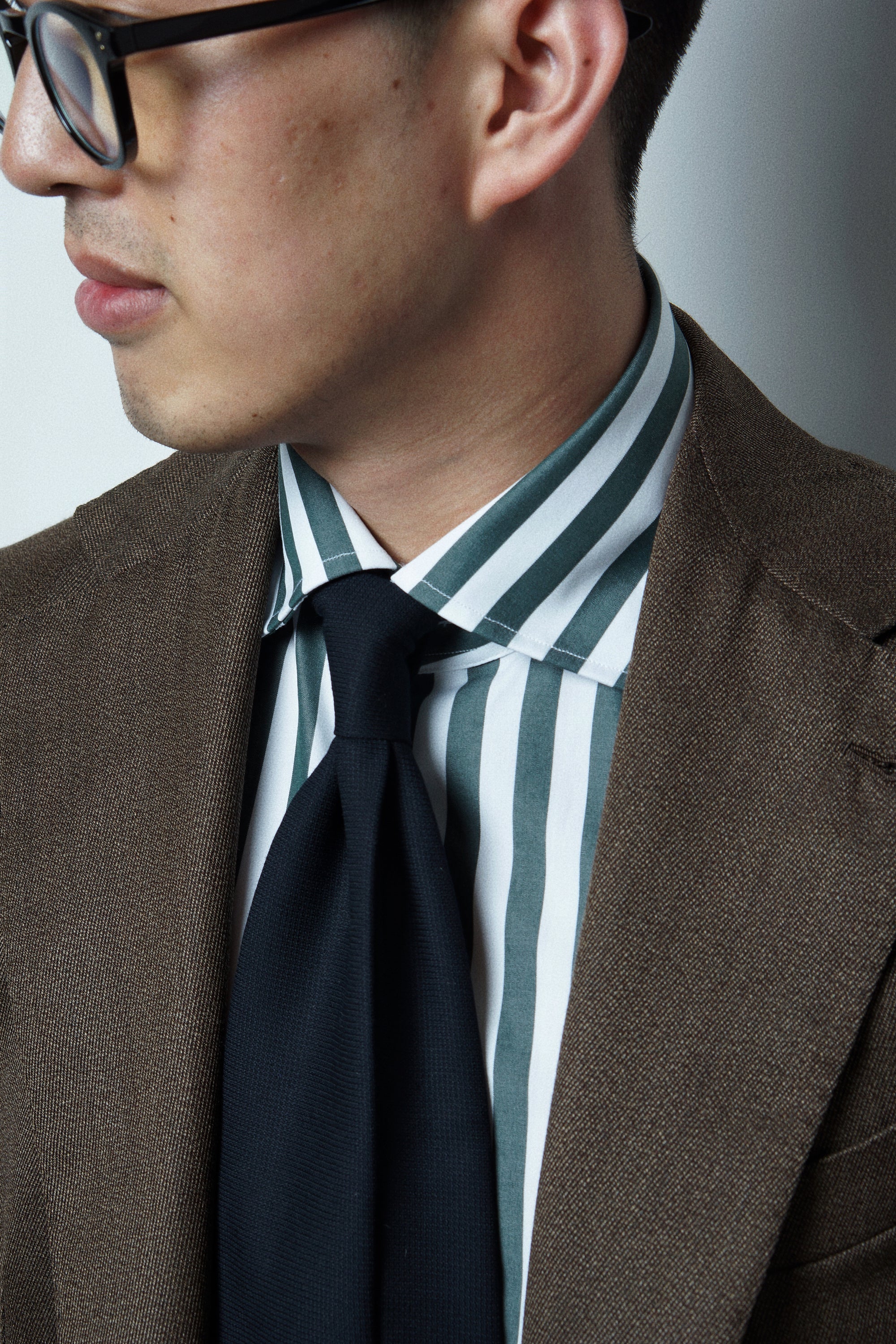 MTO Dark Green Stripe Cotton Shirt