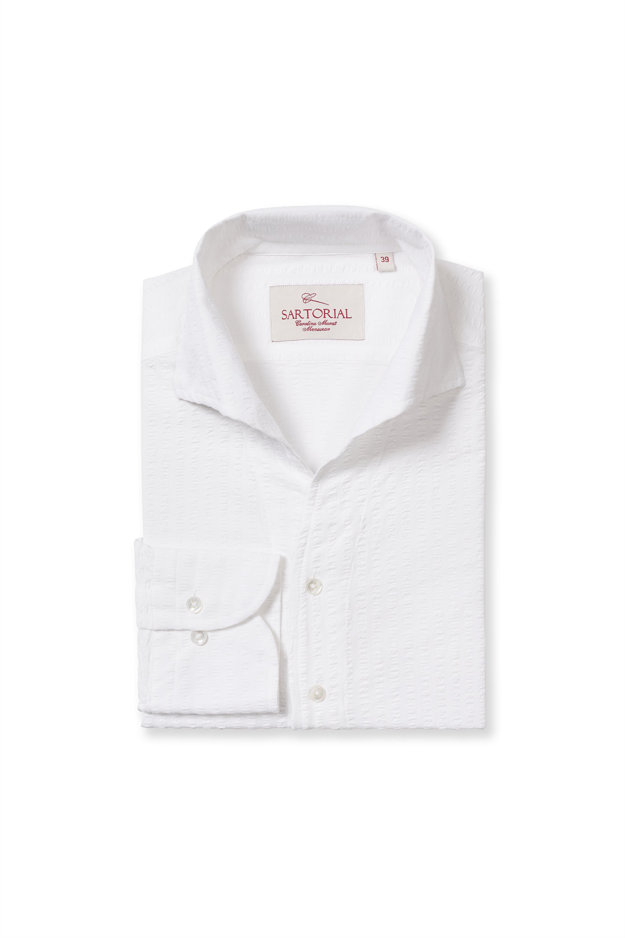 MTO White Seersucker One Piece Collar Shirt