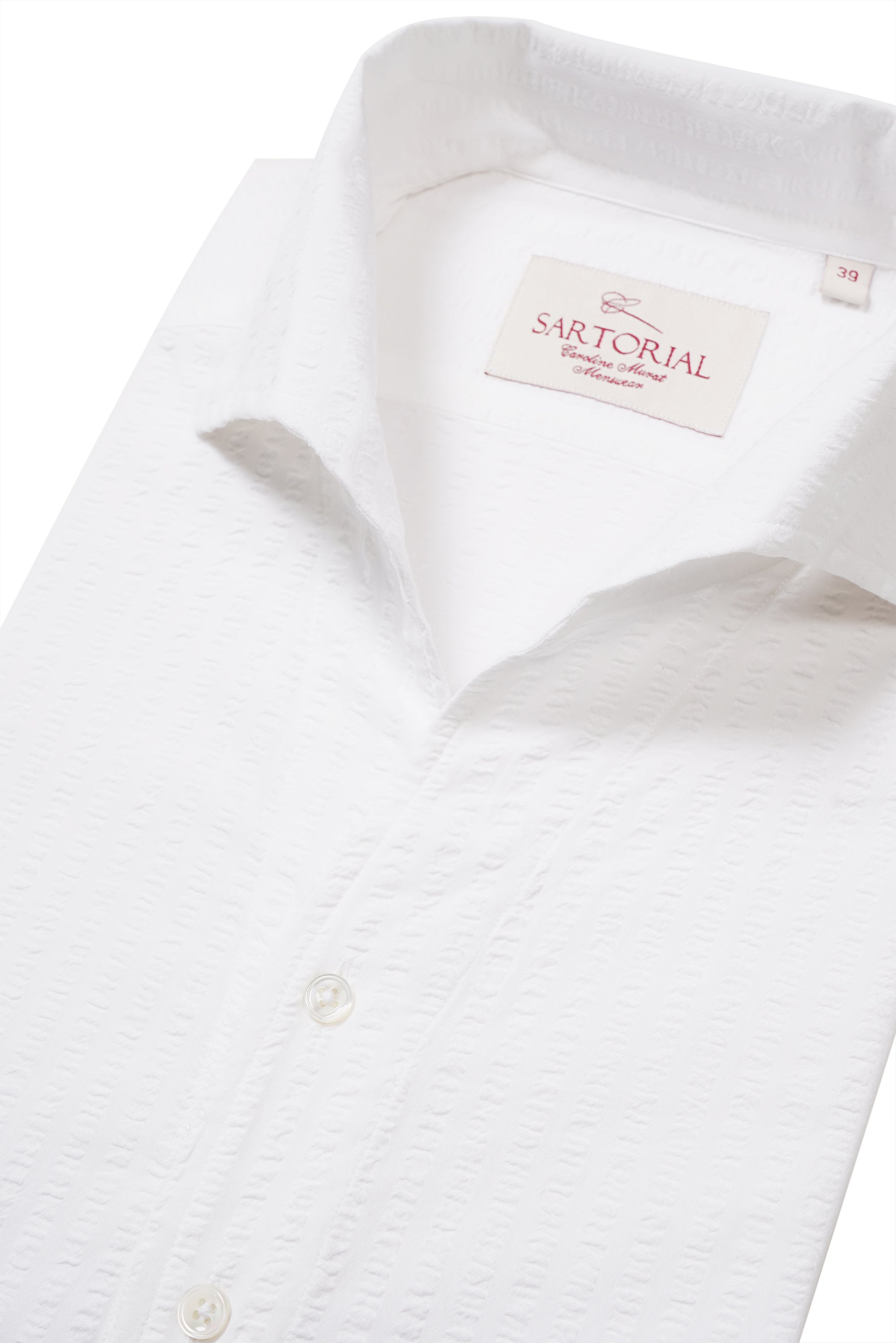 MTO White Seersucker One Piece Collar Shirt