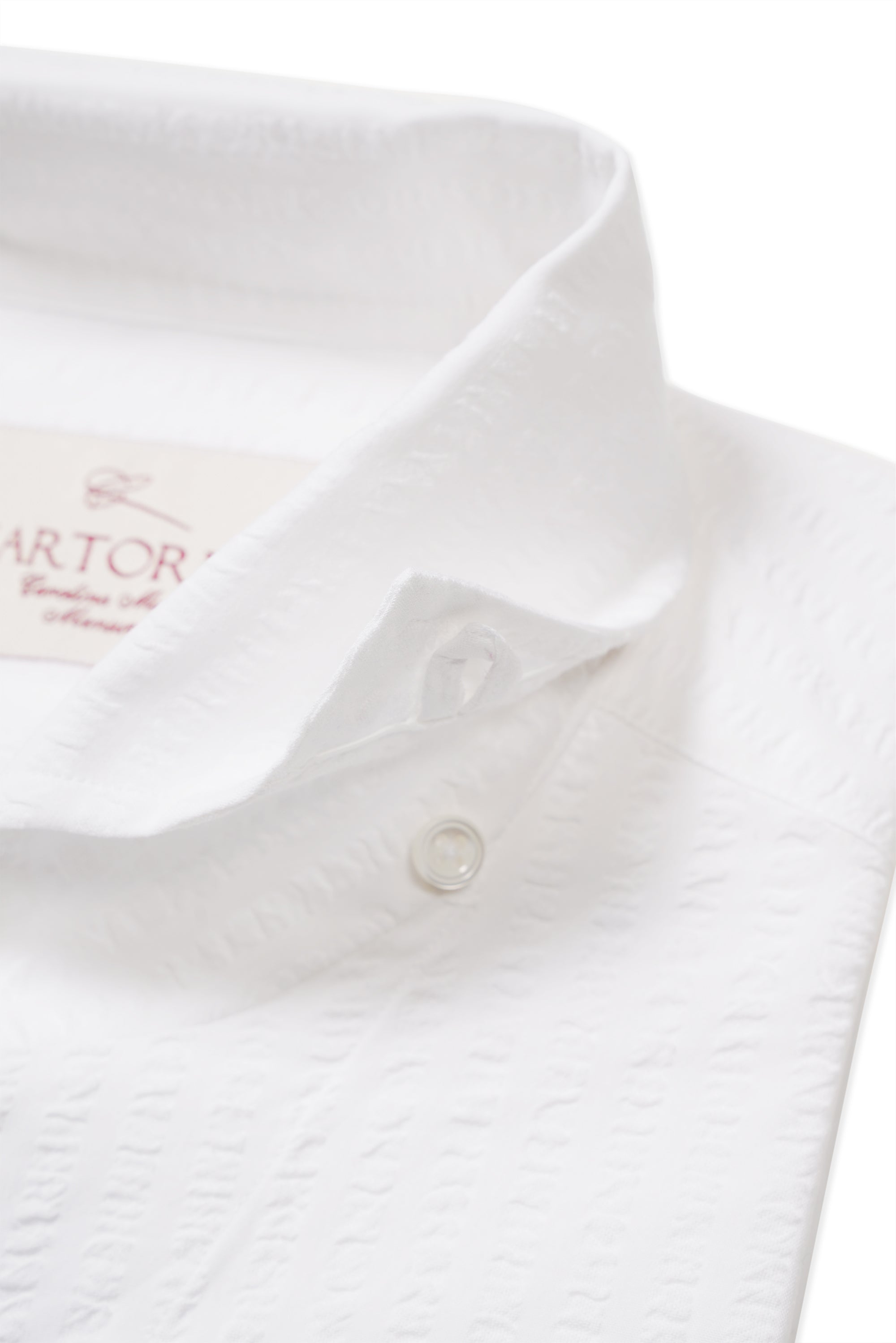 MTO White Seersucker One Piece Collar Shirt