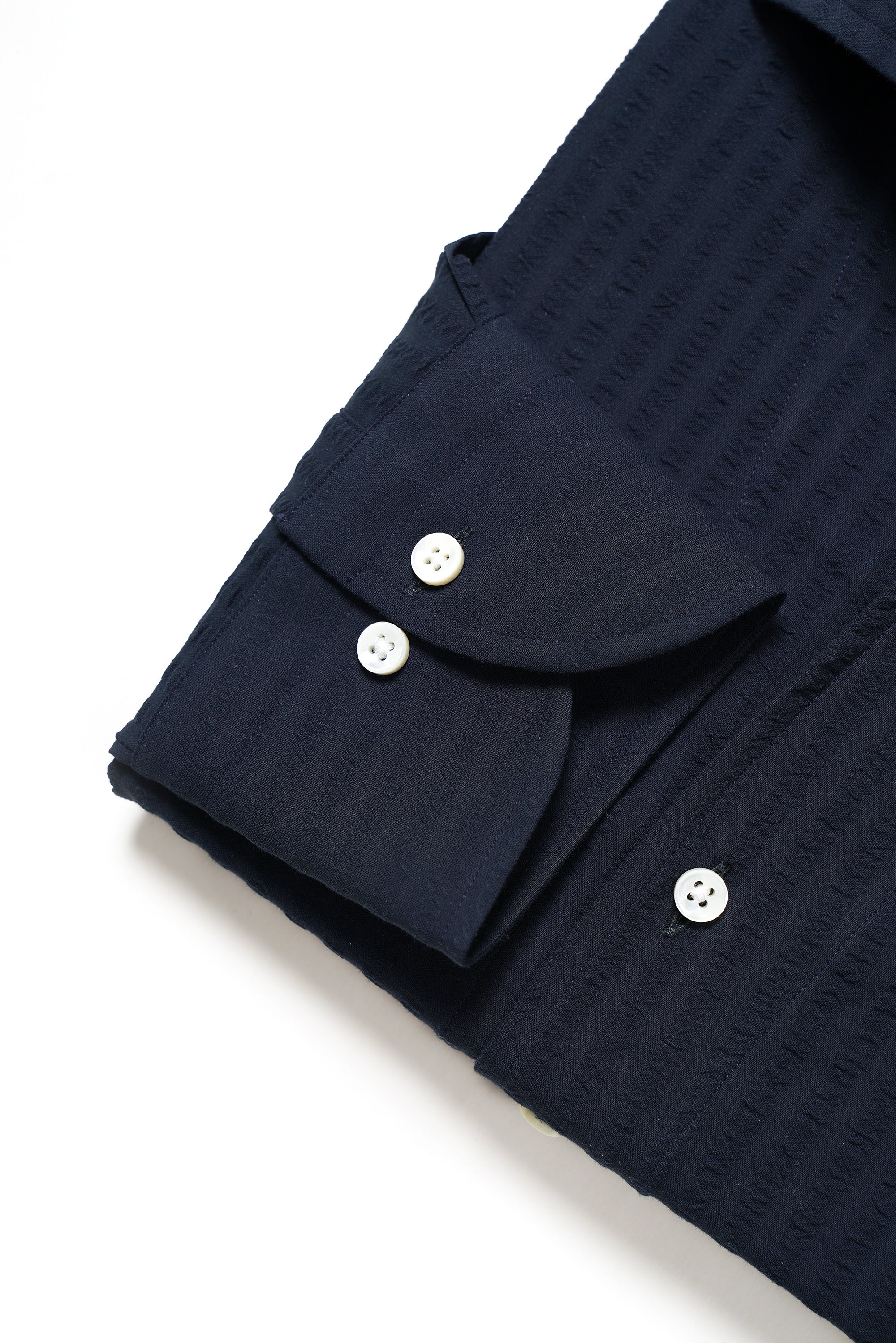 MTO Navy Seersucker One Piece Collar Shirt