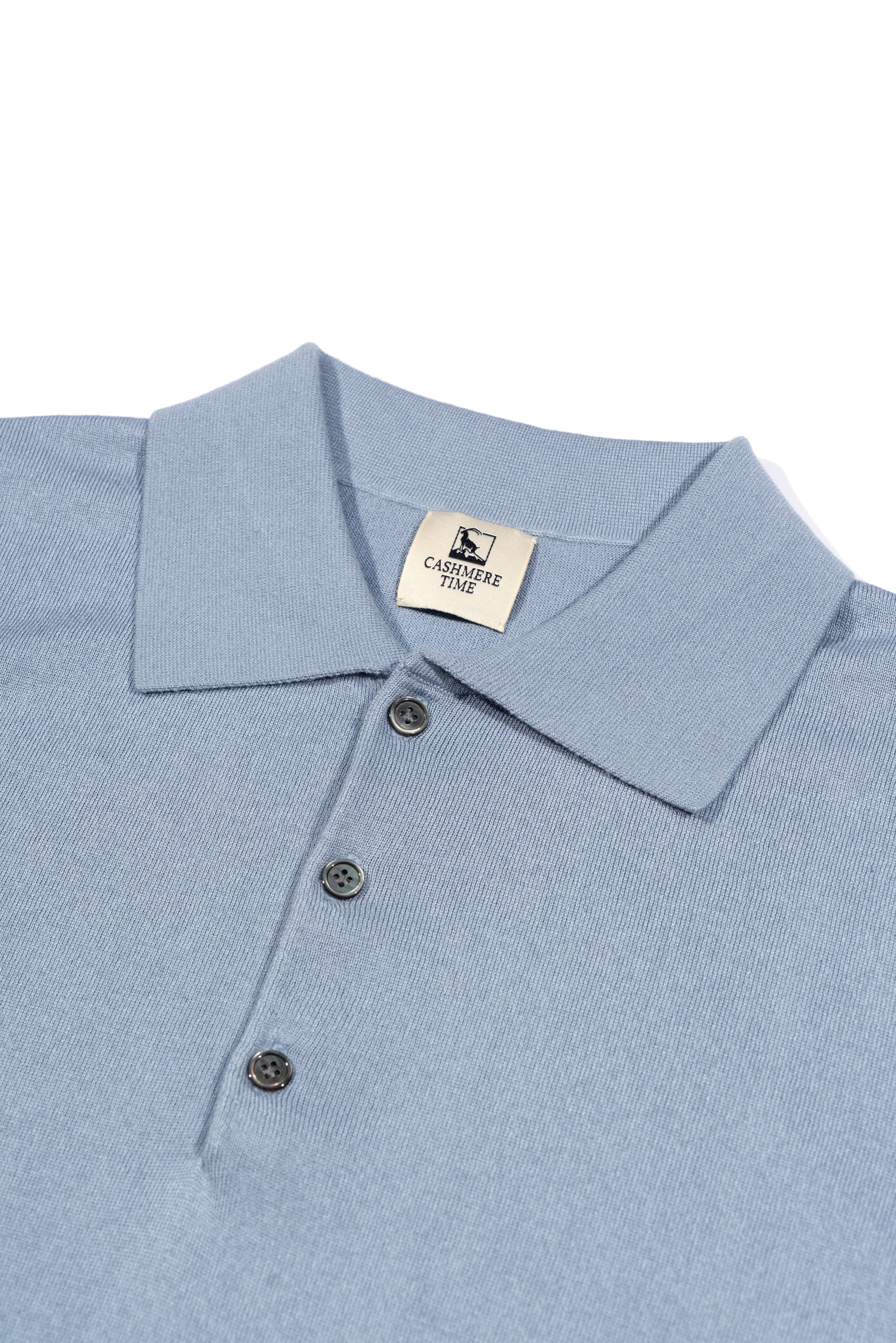 Lemon/Foggy Blue Silk Cashmere Knitted Polo