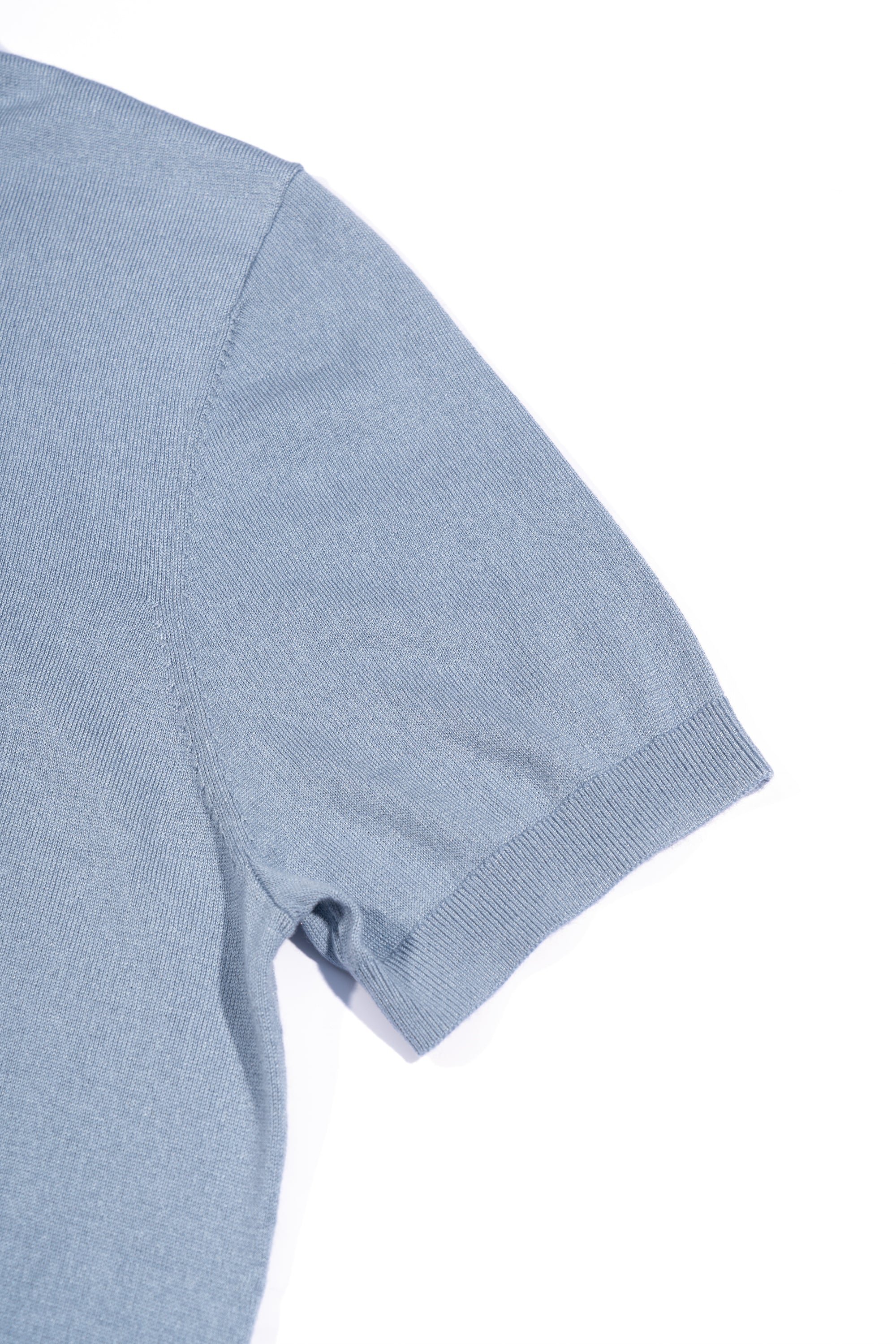 Lemon/Foggy Blue Silk Cashmere Knitted Polo