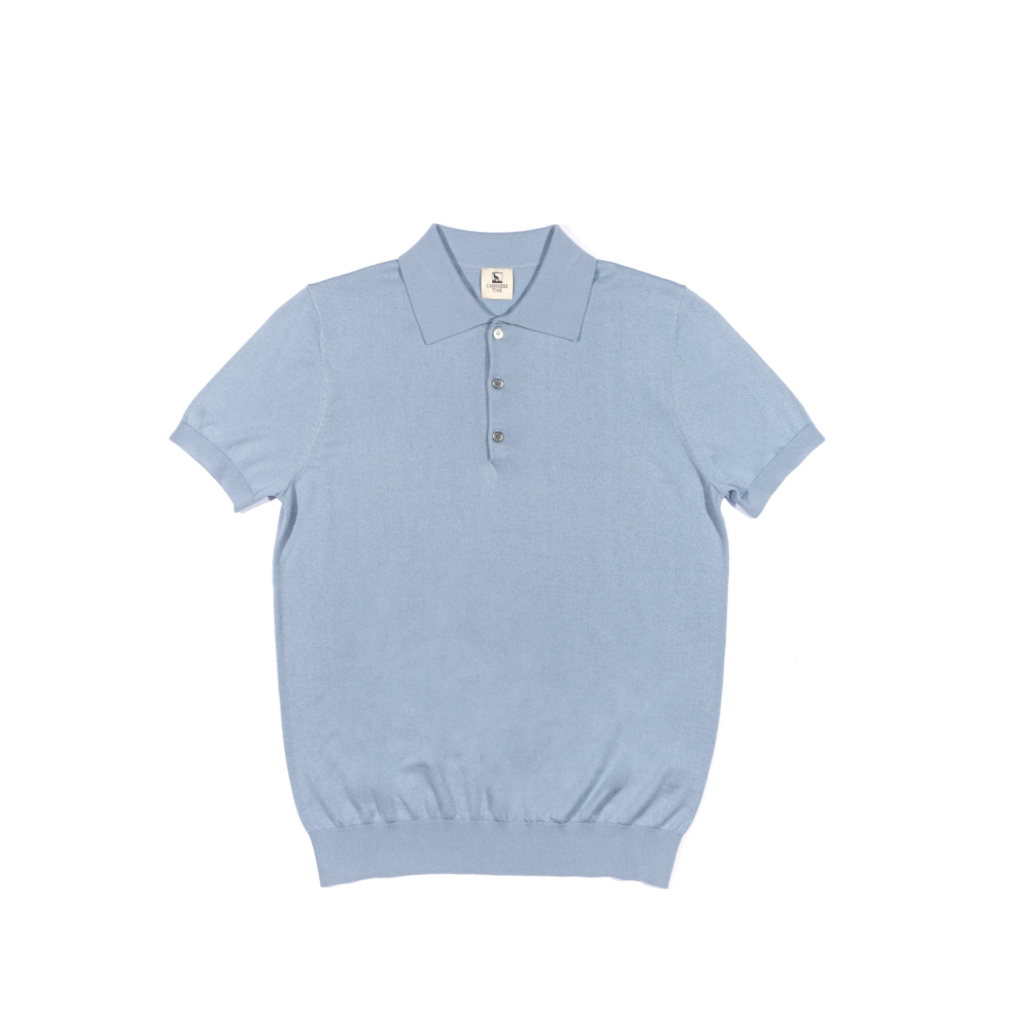 Lemon/Foggy Blue Silk Cashmere Knitted Polo