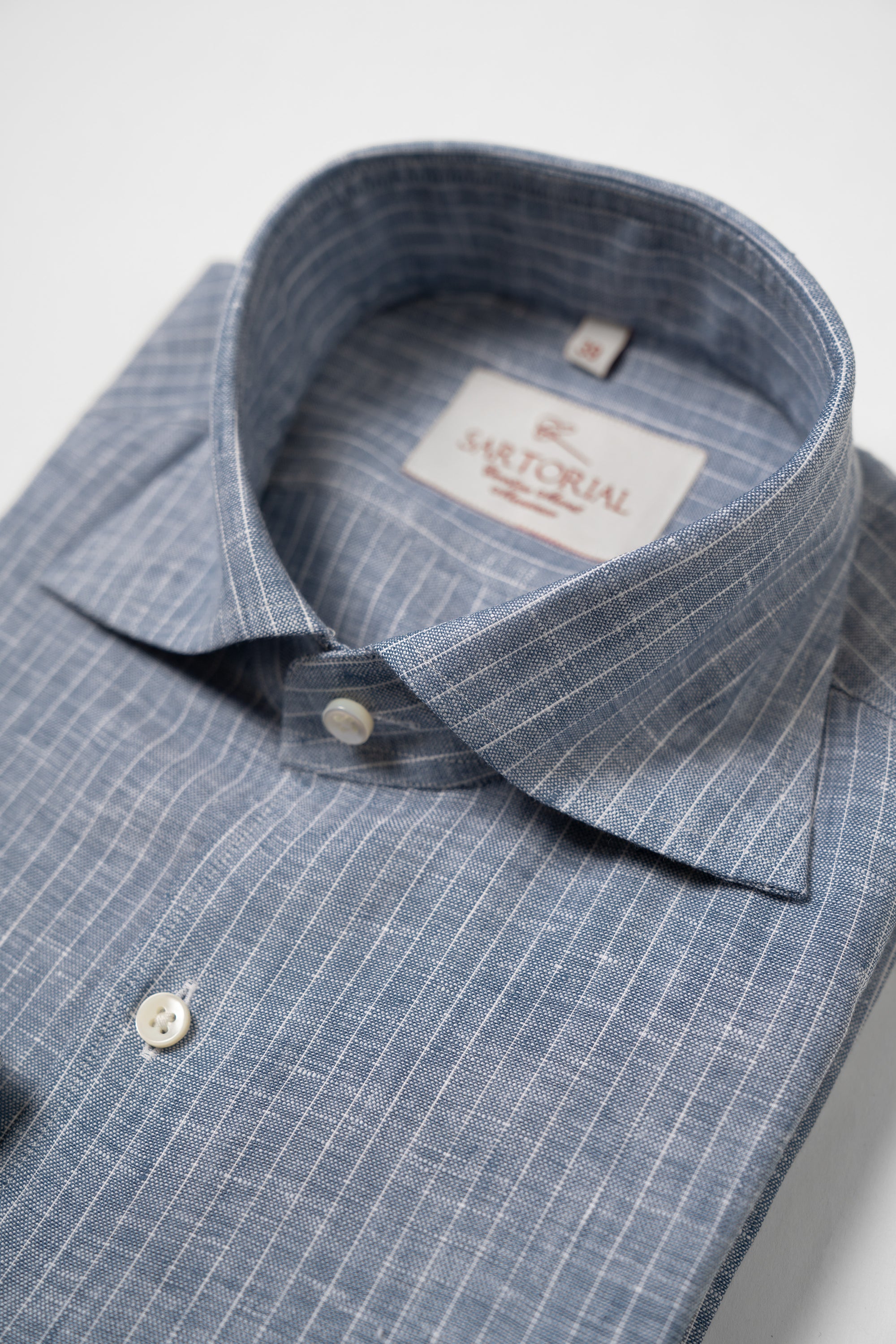 MTO Ink Blue Stripe Linen Shirt