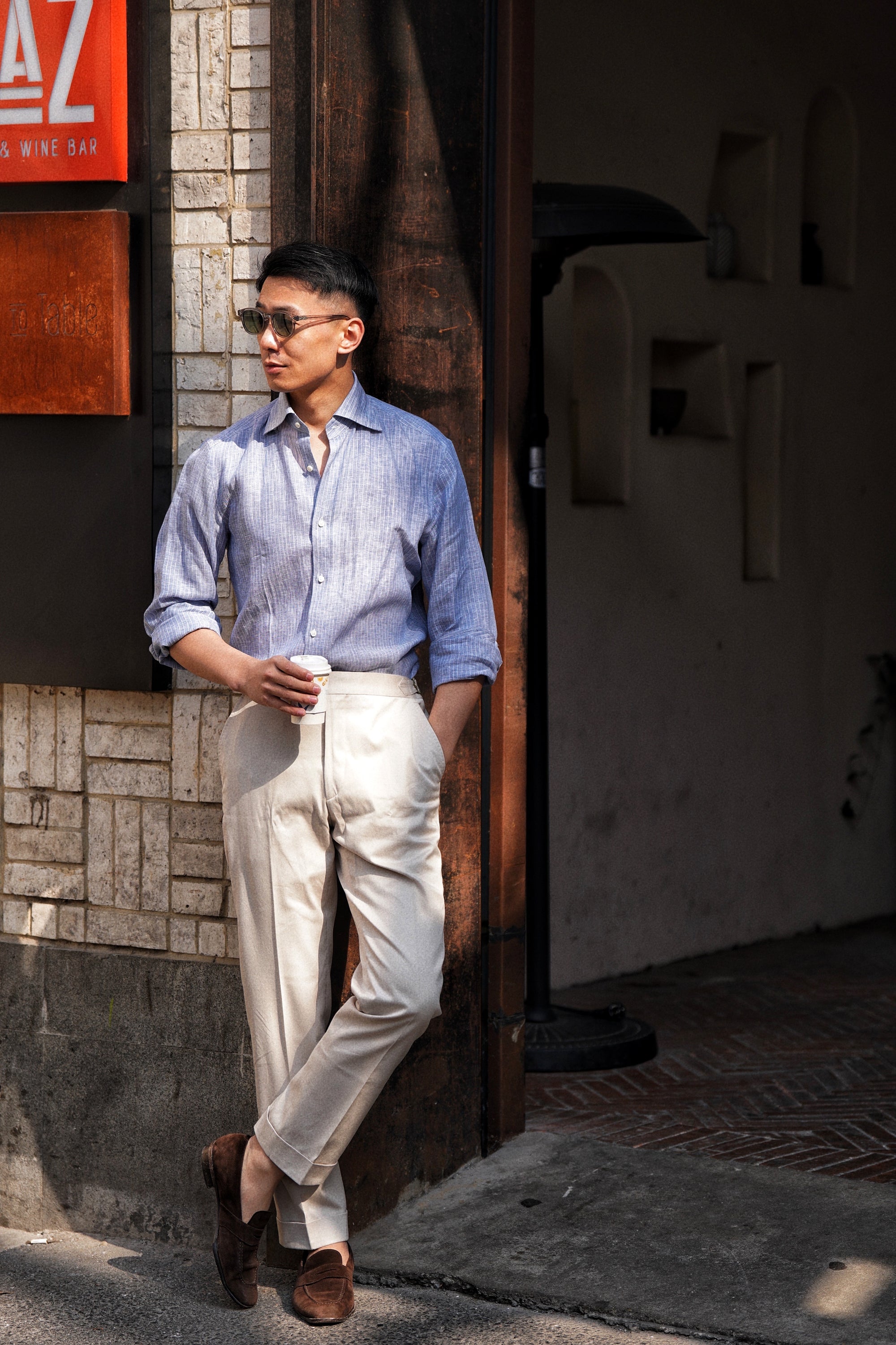 MTO Ink Blue Stripe Linen Shirt