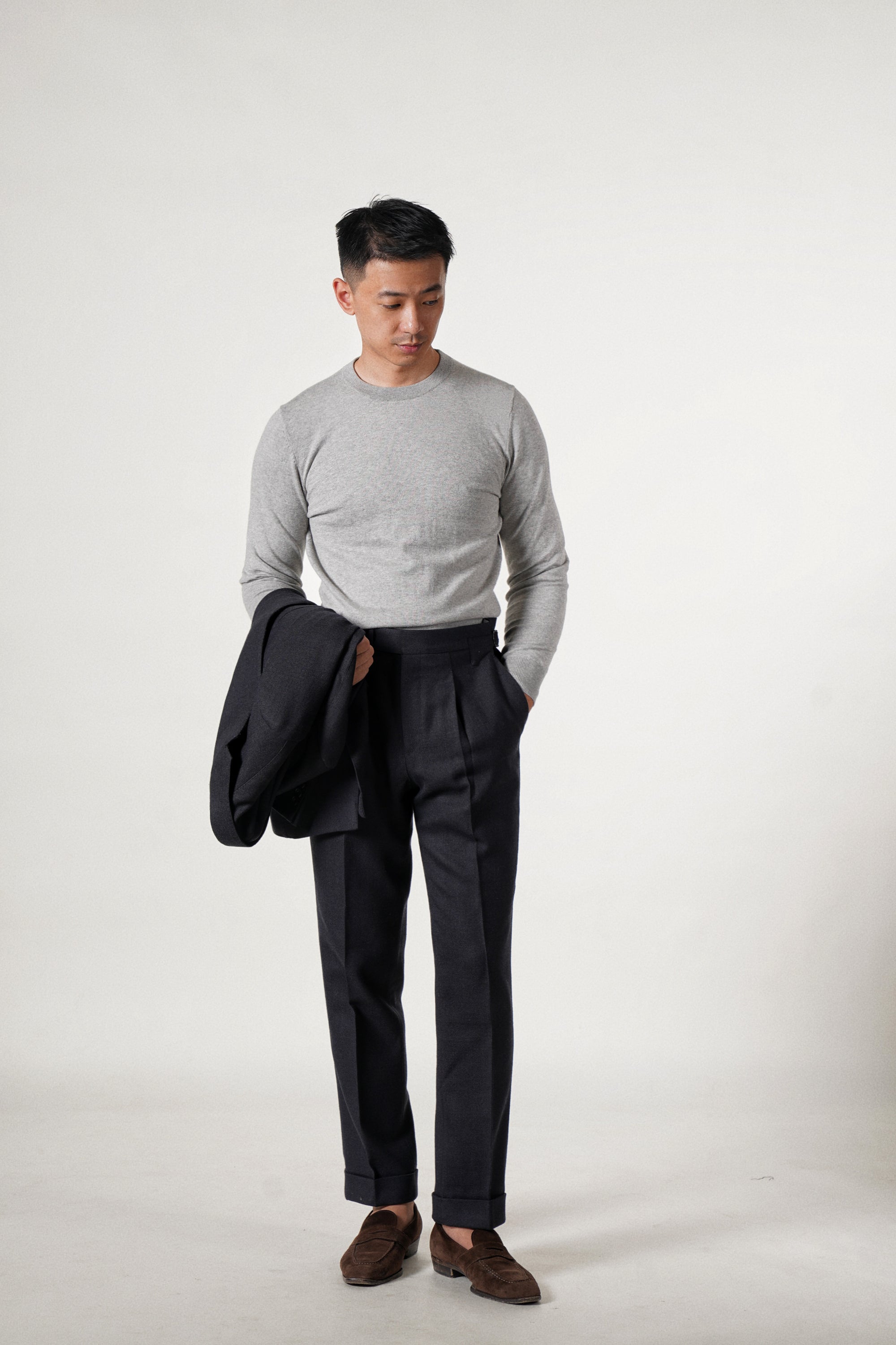 Stone Grey Long Sleeve Crew Neck Jumper