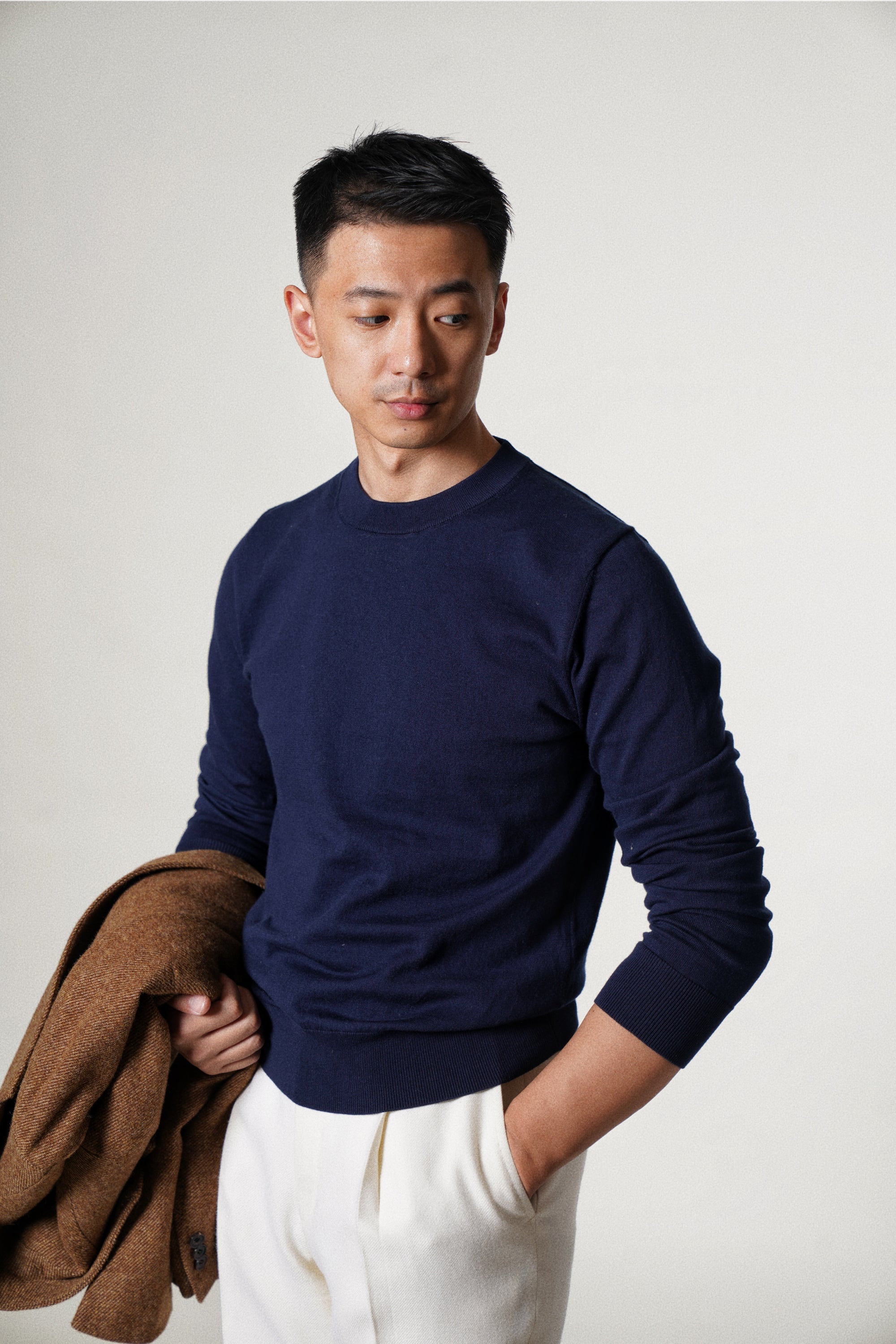Navy Long Sleeve Crew Neck Jumper