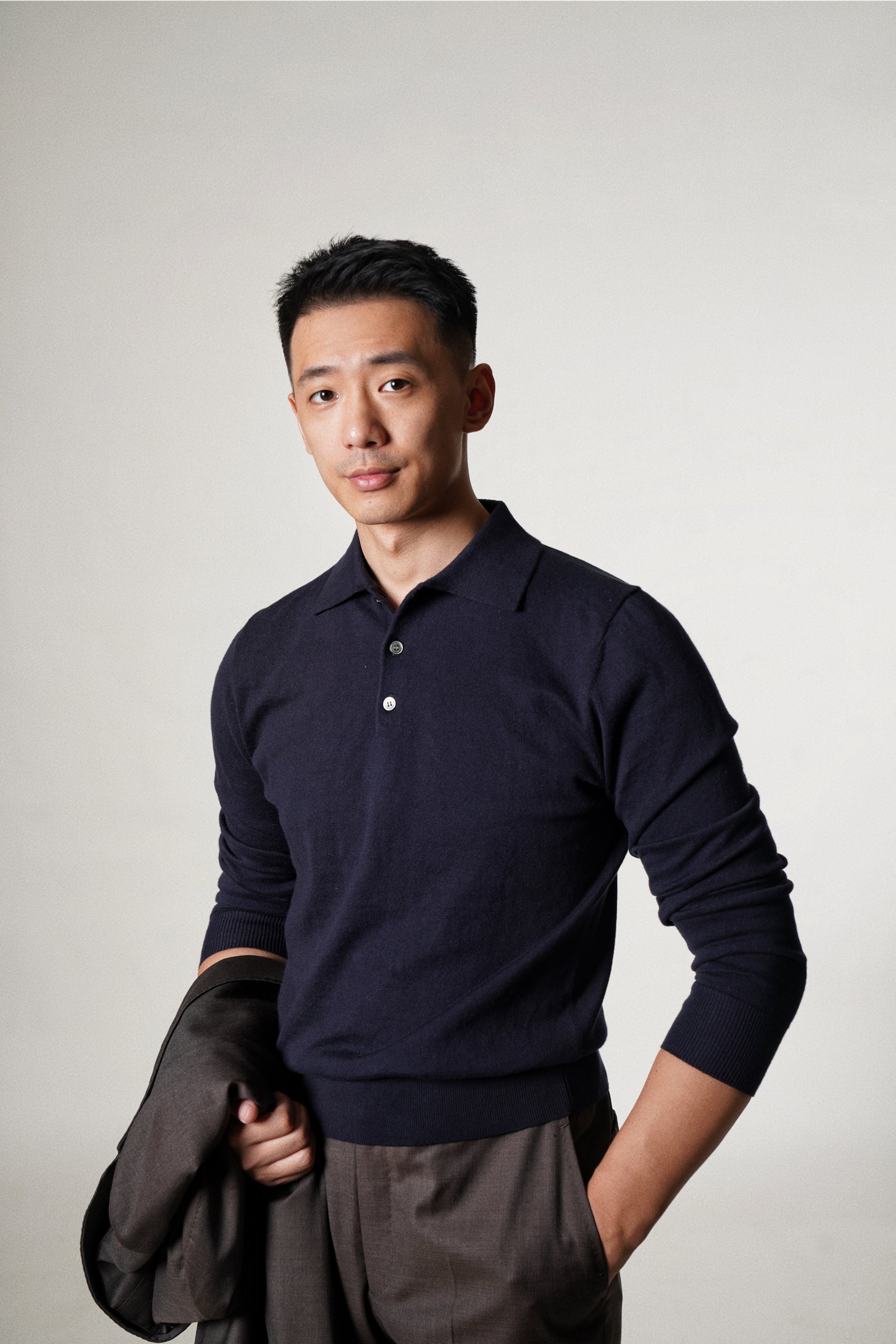 Navy Long Sleeve Polo
