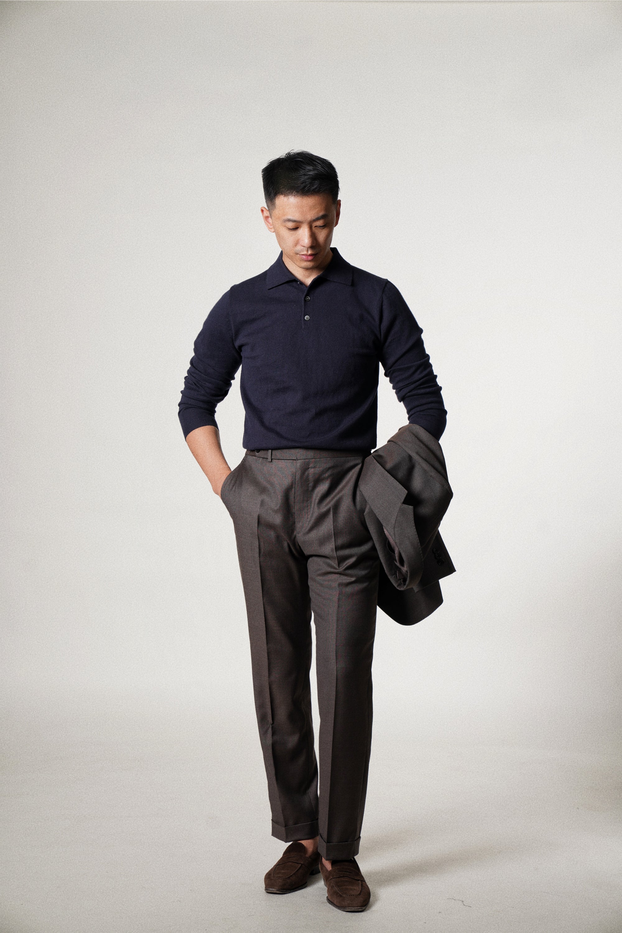 Navy Long Sleeve Polo