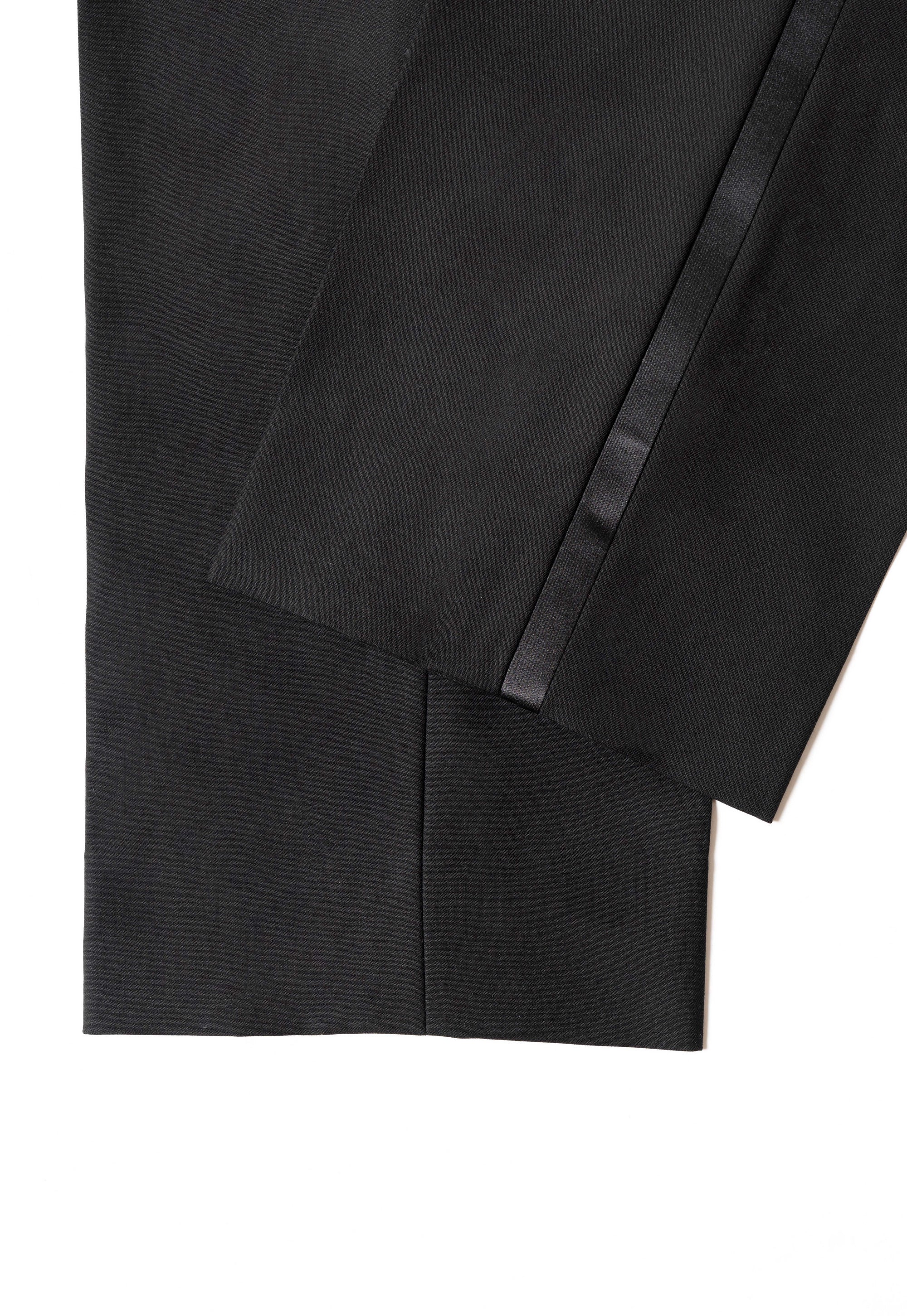 Black Wool Barathea Peak Lapel Double Breasted Dinner Suit #219